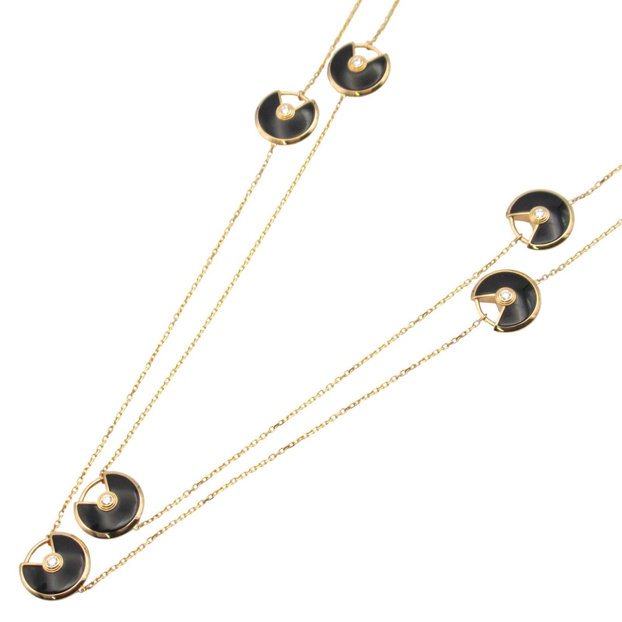 Cartier Amulet de 6 Motif Necklace, 18K Pink Gold with Diamonds and Onyx, Clear Black, for Women