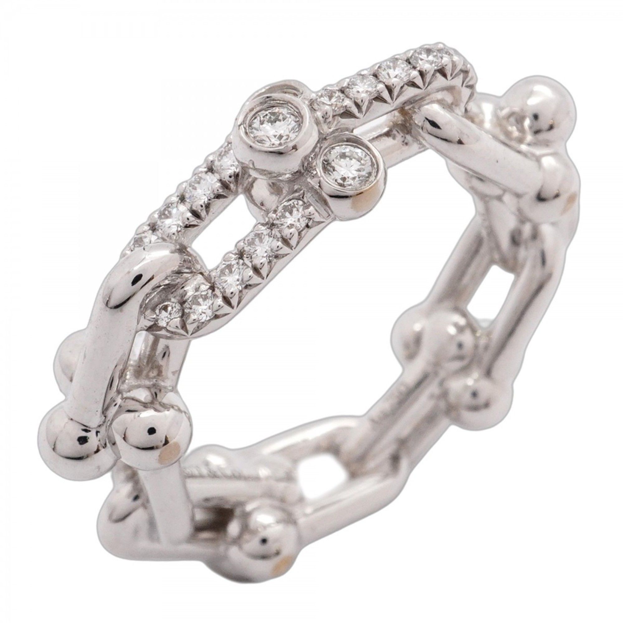 Tiffany & Co. Small Hardware Ring, 18K White Gold with 0.26ct Diamond, Size 8.5, Women's