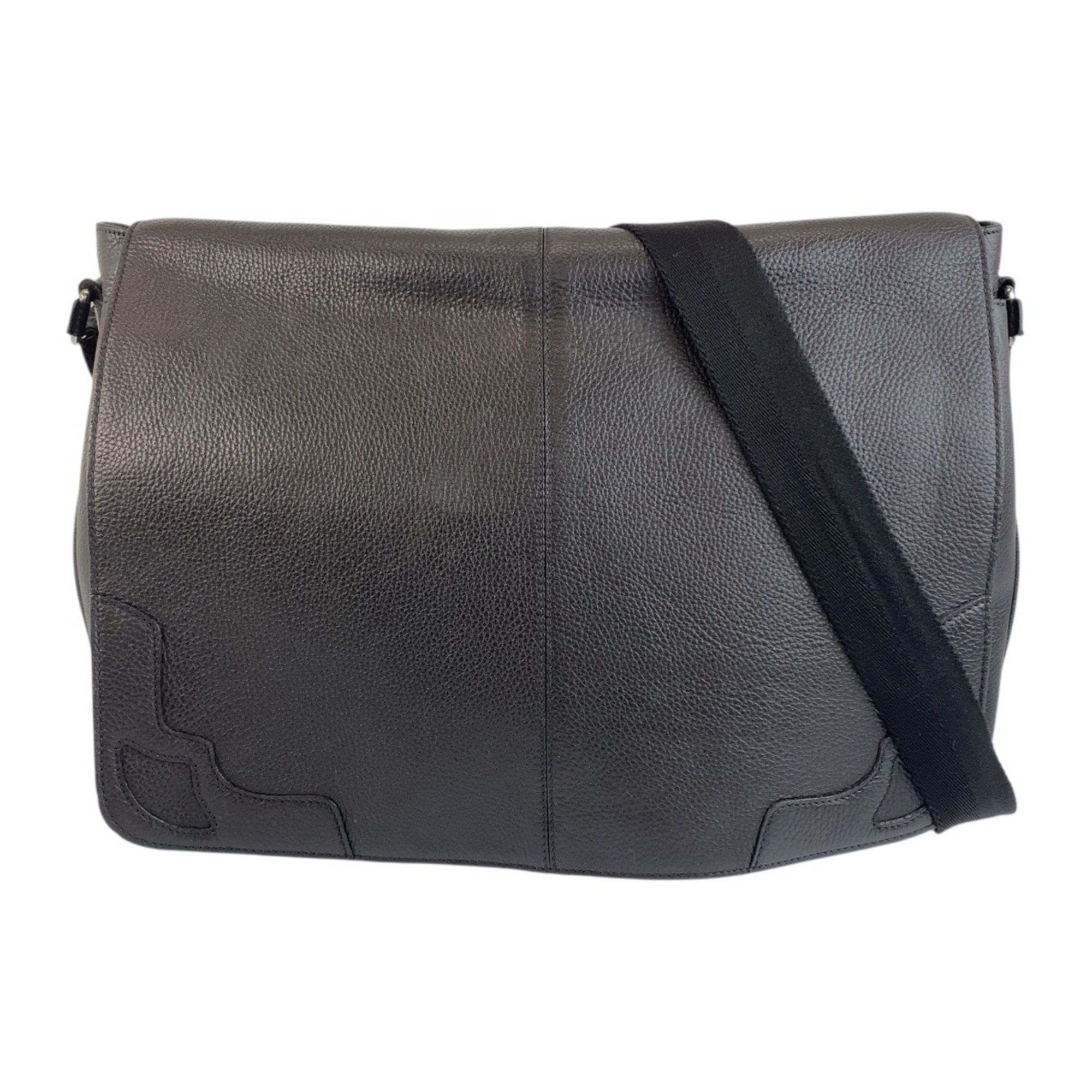 CARTIER Marcello dark brown leather shoulder bag with silver hardware.