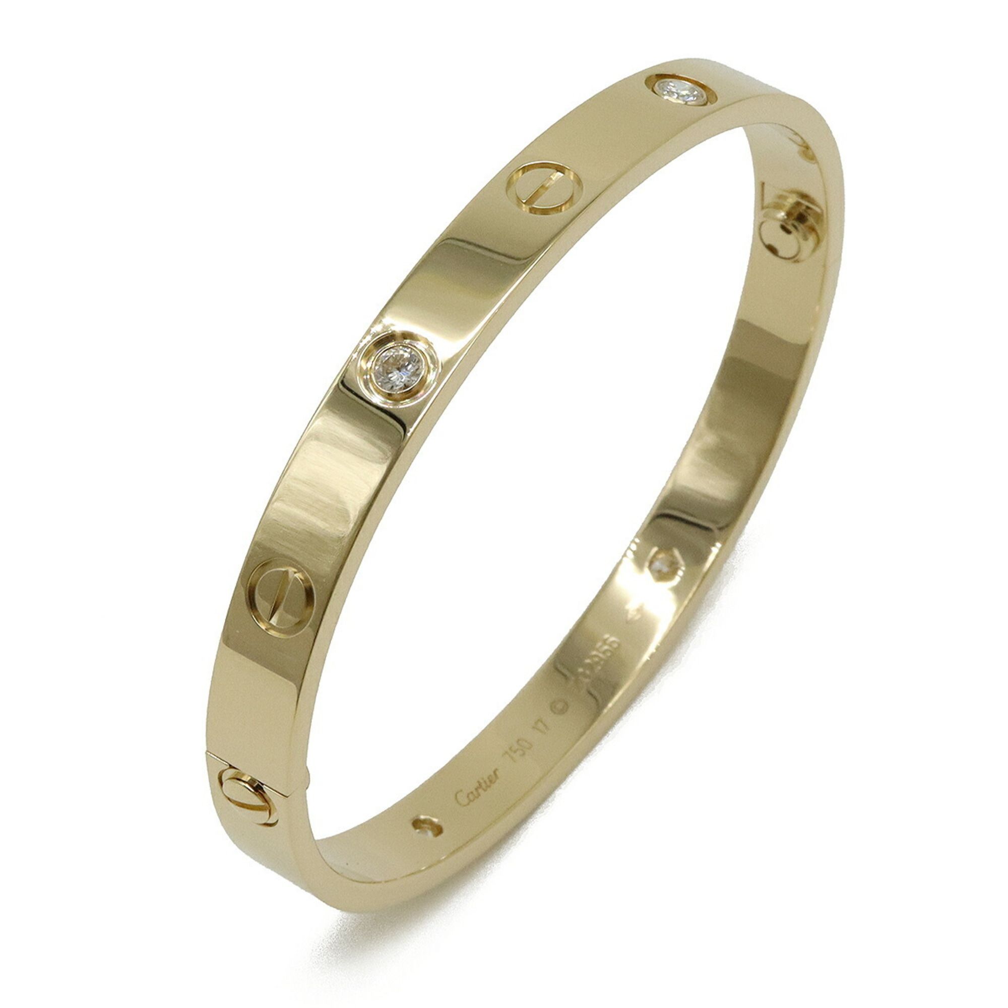 Cartier LOVE L?VE Love Bracelet Bangle in 18K Yellow Gold with 4 Diamonds, #17 B6070017