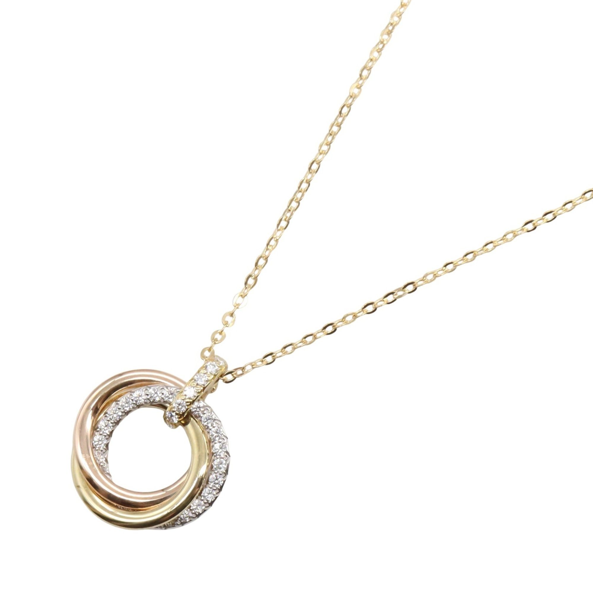 Cartier Trinity Necklace, Diamond 18K Yellow Gold, White Pink Clear Diamond, Women's