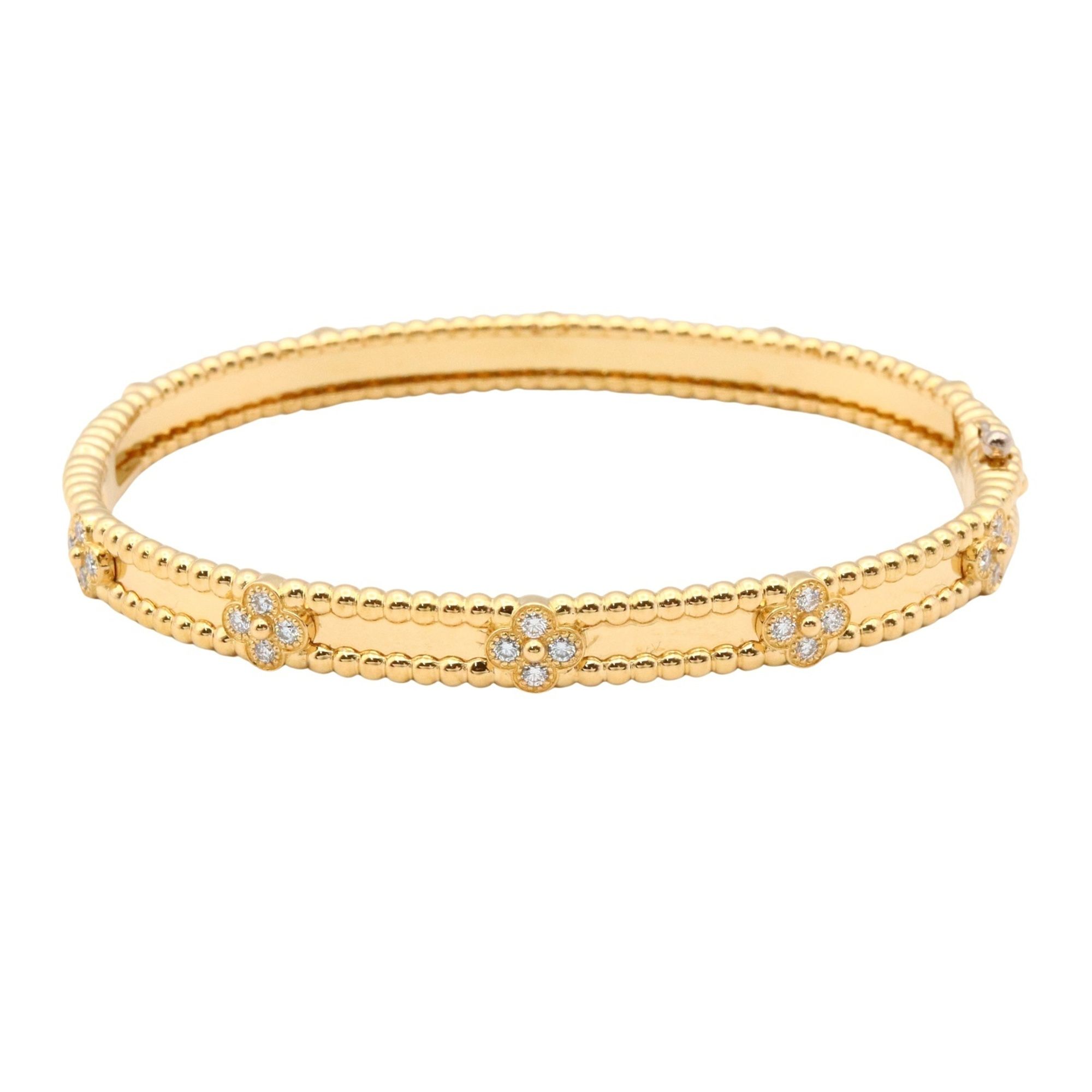 Van Cleef & Arpels Perlée Sweet Clover Diamond Bracelet, 18K Yellow Gold, Clear Diamond, Women's, VC