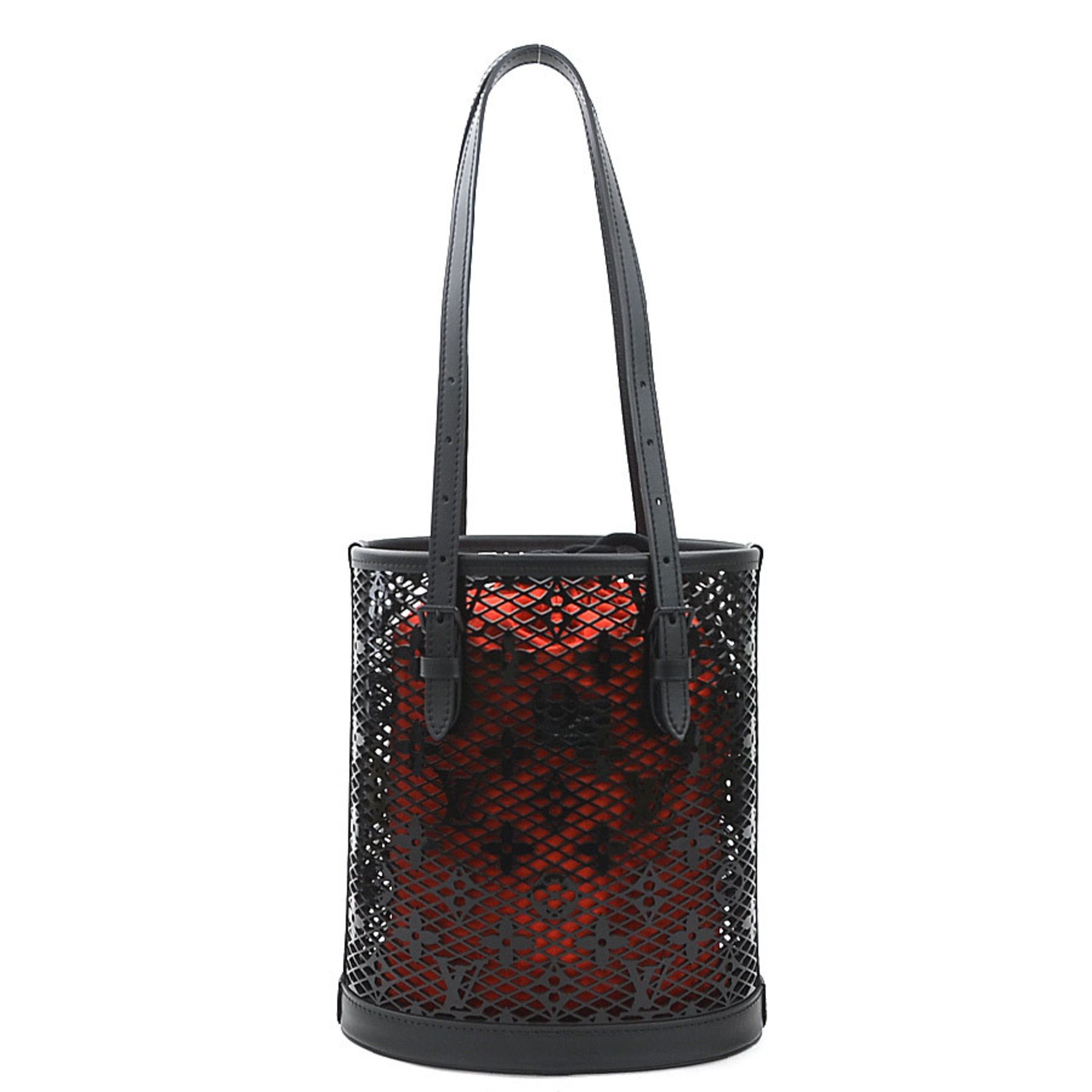 Louis Vuitton LOUIS VUITTON Handbag Monogram Lace Bucket PM Patent Leather Black Women's M20352 a056
