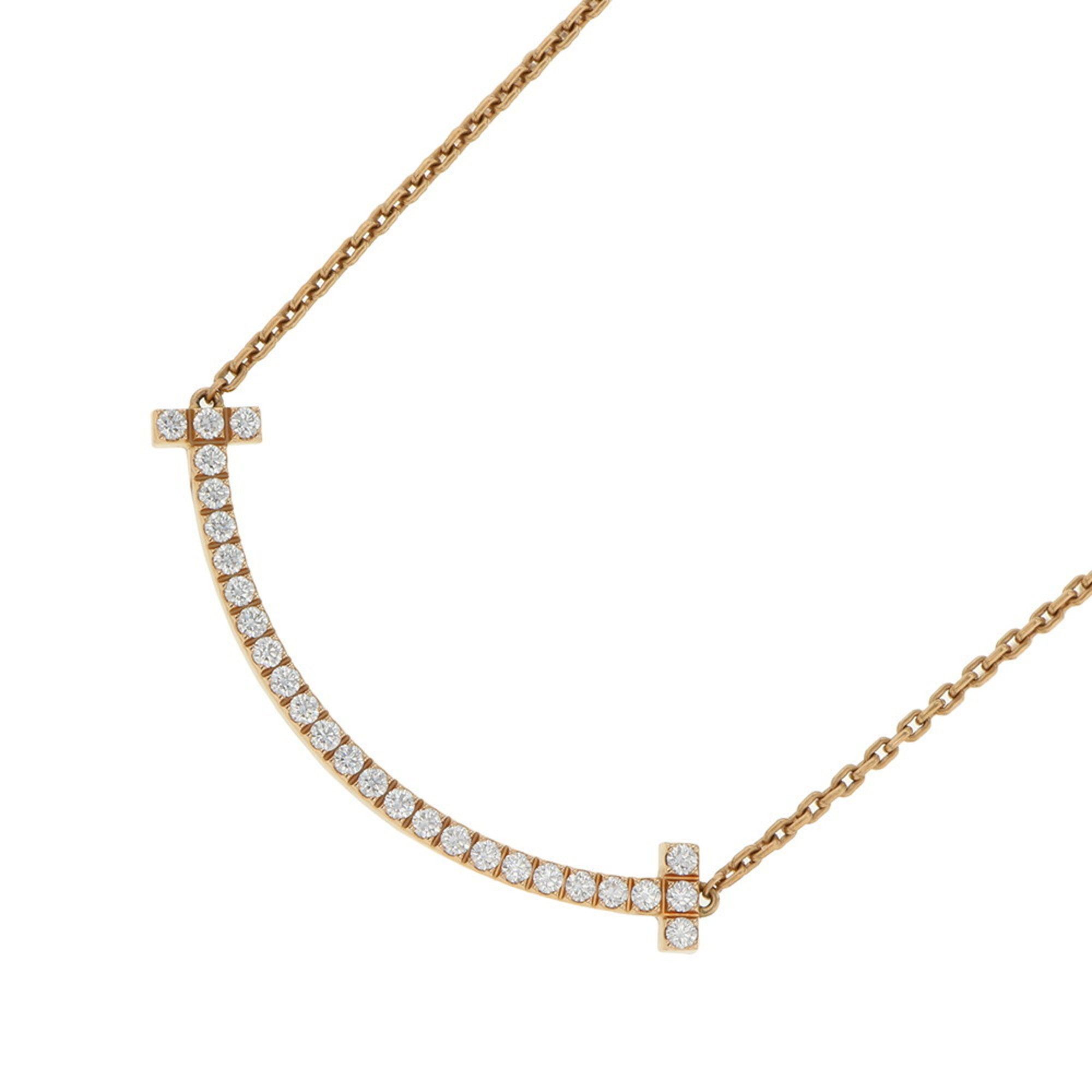 Tiffany & Co. T Smile Pendant Necklace with Medium Diamonds (0.48ct Total) in 18K Pink Gold (Product