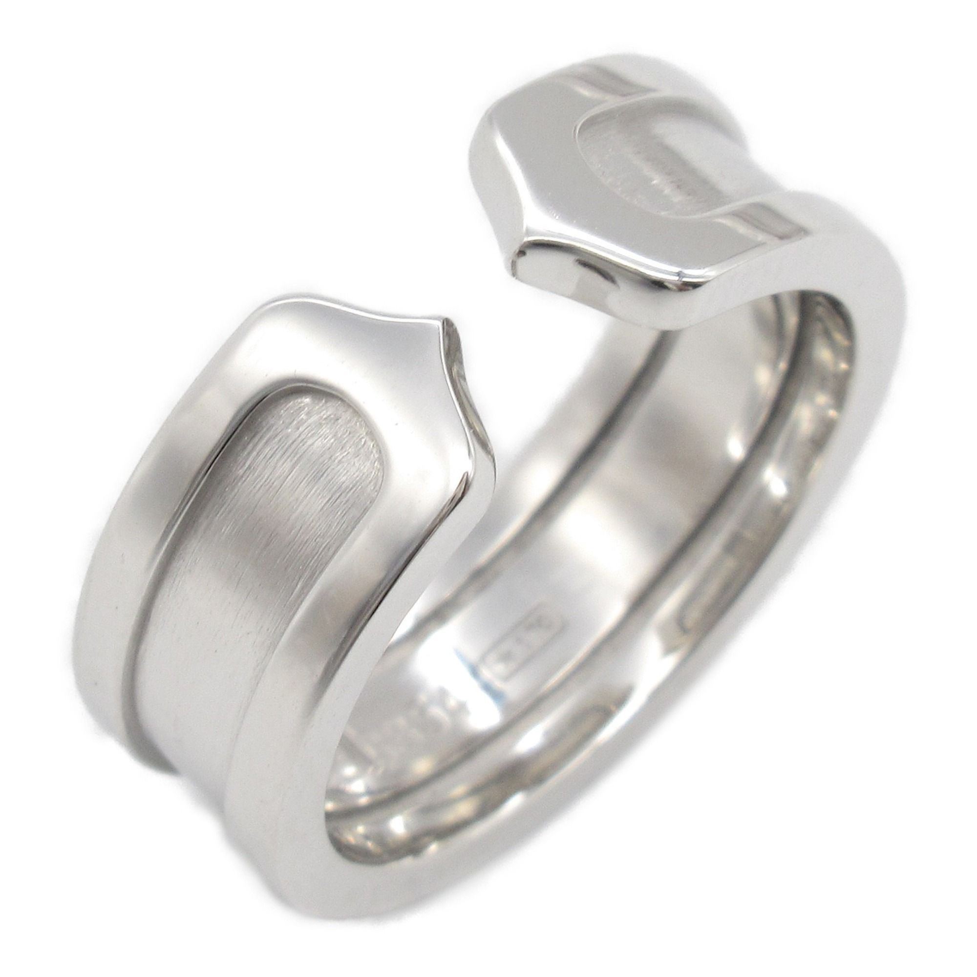 Cartier C2 Ring, 18K White Gold, Men's, Women's, Silver, B404548