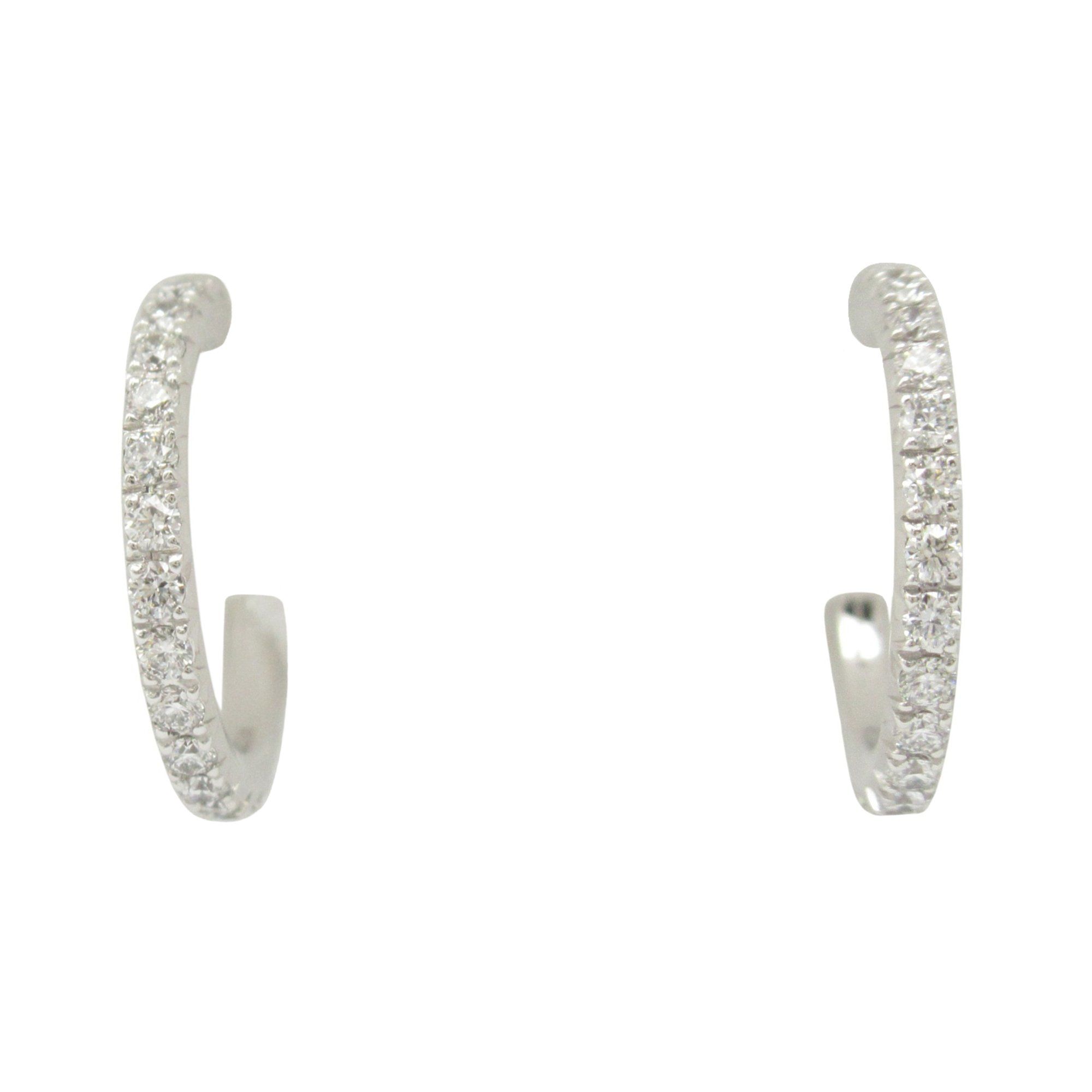Tiffany & Co. Metro Hoop Earrings, 18K White Gold with Diamonds, Clear, for Women