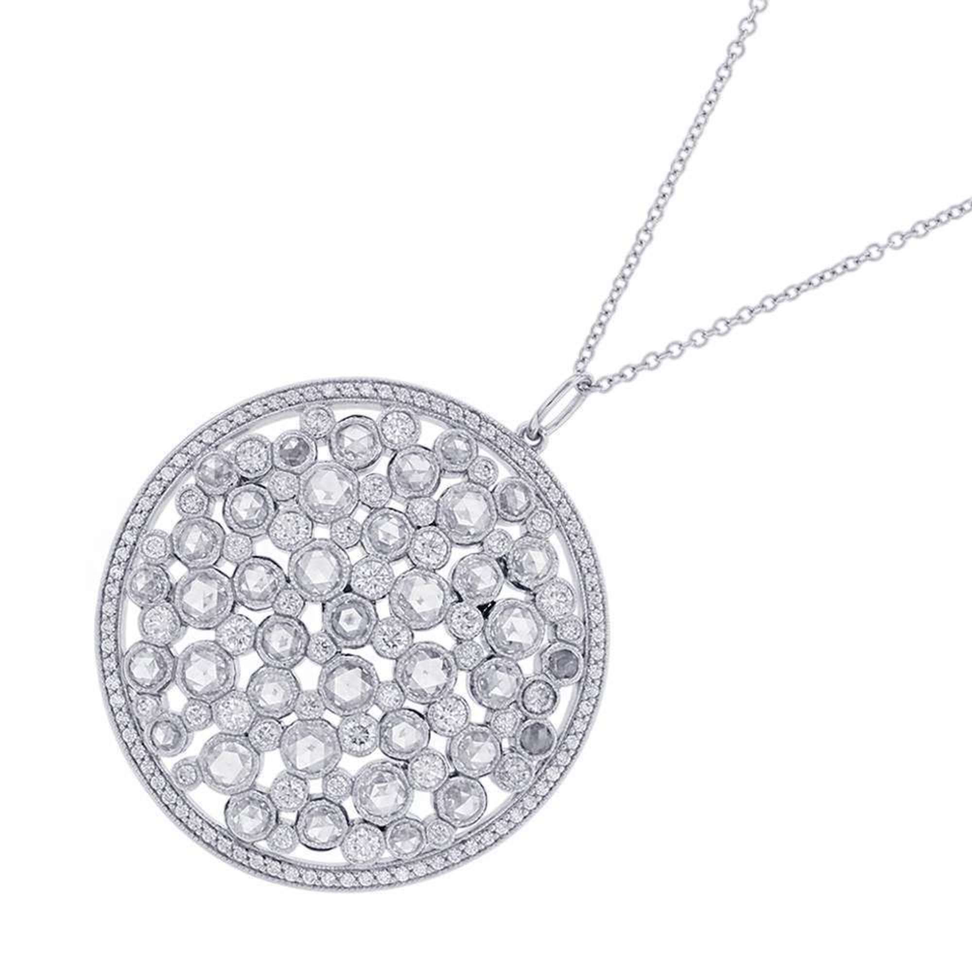 Tiffany Necklace Cobblestone Diamond Rose Cut Pt950 Platinum & Co. Pendant