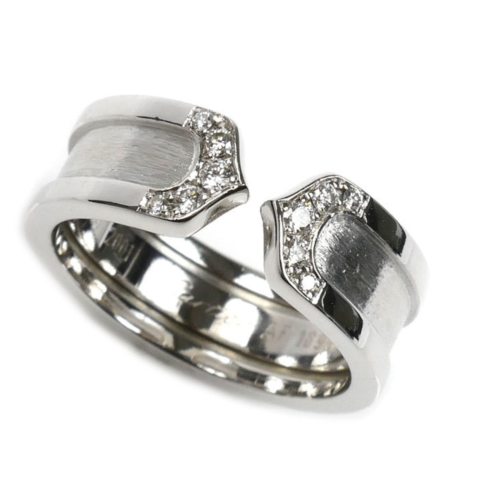CARTIER 18KWG White Gold C2 Diamond Ring Size 9.5 50 7.2g Women's