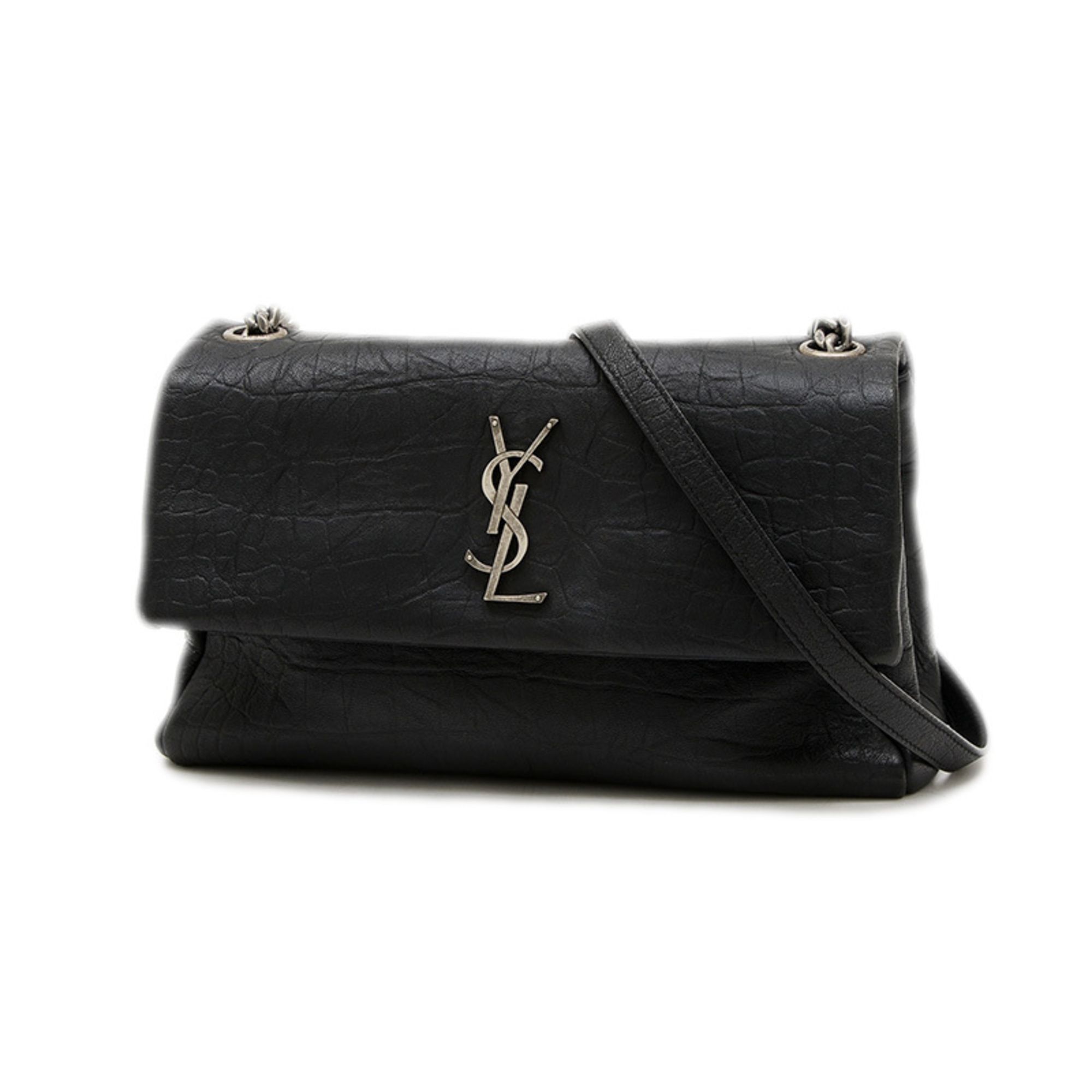 Saint Laurent Paris West Hollywood Shoulder Bag Leather Black Silver Hardware 620663 BP
