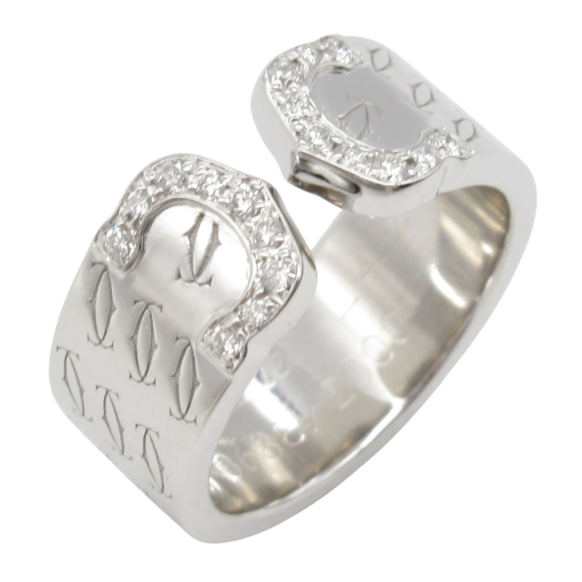 Cartier 2C Diamond Ring, 2000 Christmas Limited Edition, 18K White Gold with Diamonds, Clear, Women'