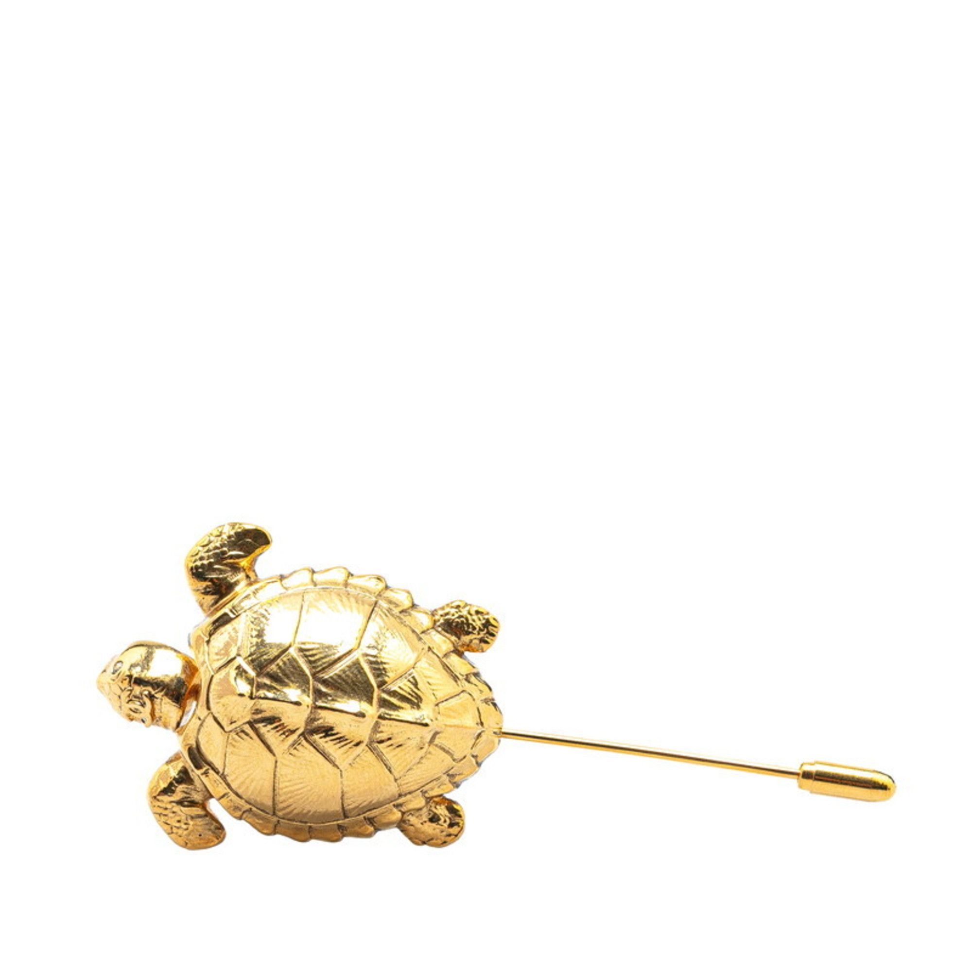 Chanel turtle motif Coco Mark brooch, gold plated, women's CHANEL