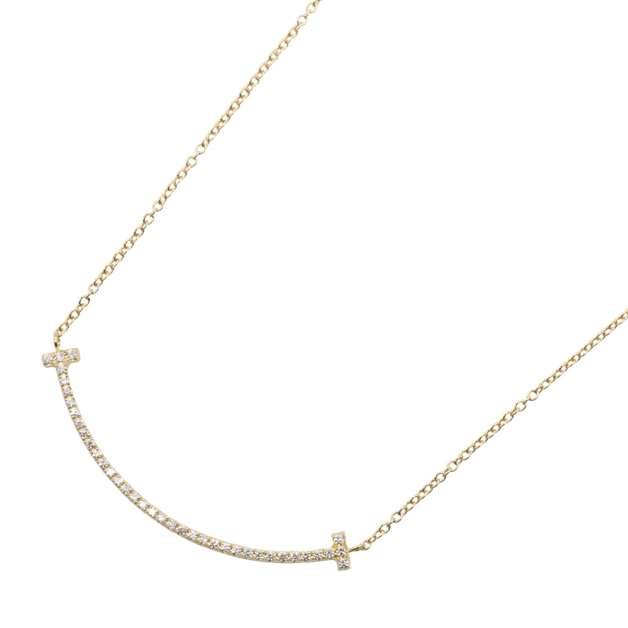 Tiffany & Co. T Smile Small Necklace, Diamond 18K Yellow Gold, Clear Diamond, Women's