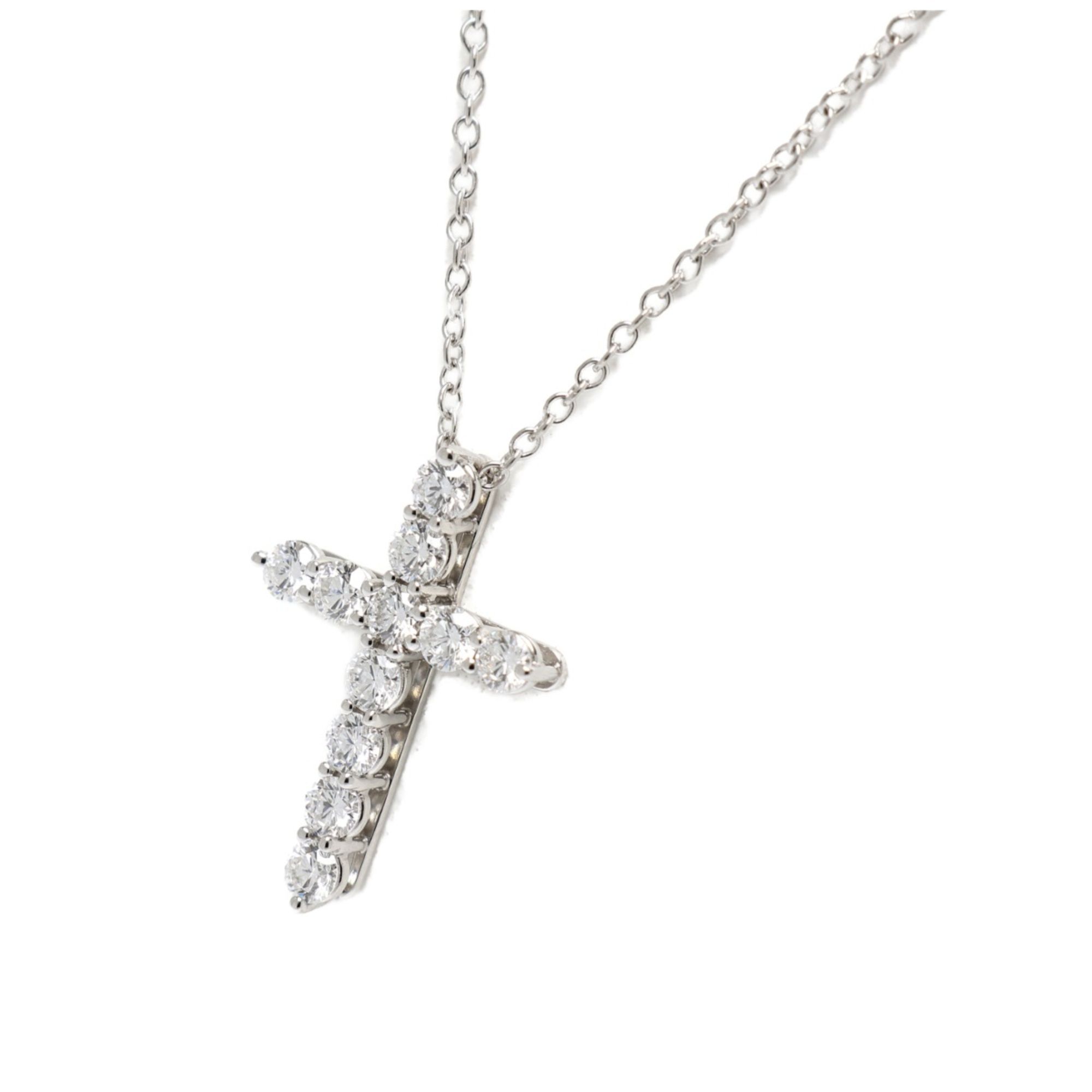 Tiffany Small Cross Necklace Pt950 Diamond 40.6cm A-158737