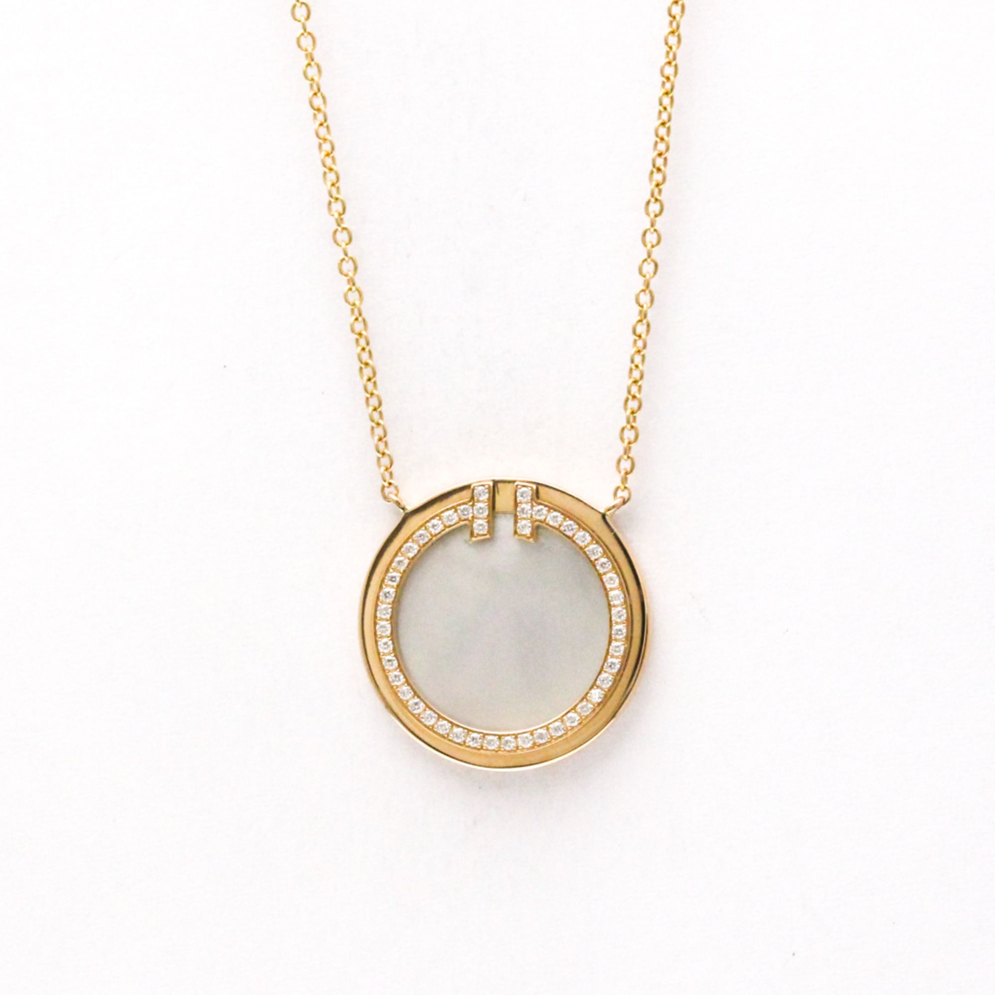 Tiffany T Two Circle Necklace With Diamonds Pink Gold (18K) Diamond,Mother Of Pearl Women,Men Fashio