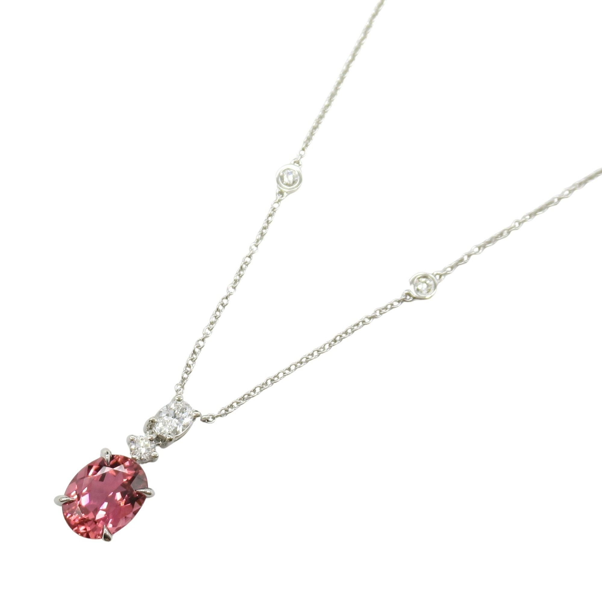 Tiffany & Co. Pink Tourmaline and Diamond Necklace, Pt950 Platinum, Diamond, Tourmaline, Women's, Cl