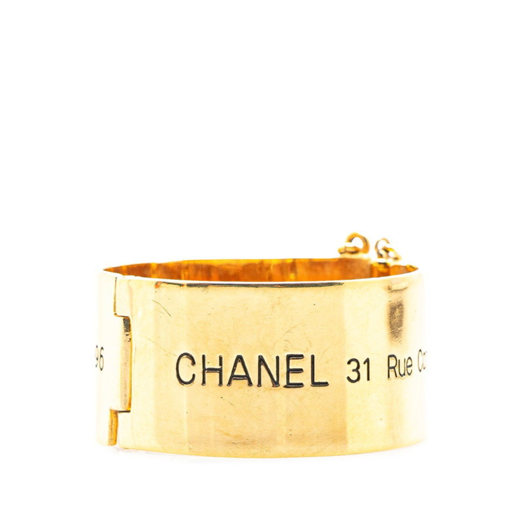 CHANEL 31 RUE CAMBON PARIS Telephone Number Coco Mark Bracelet Bangle Gold Plated Women's