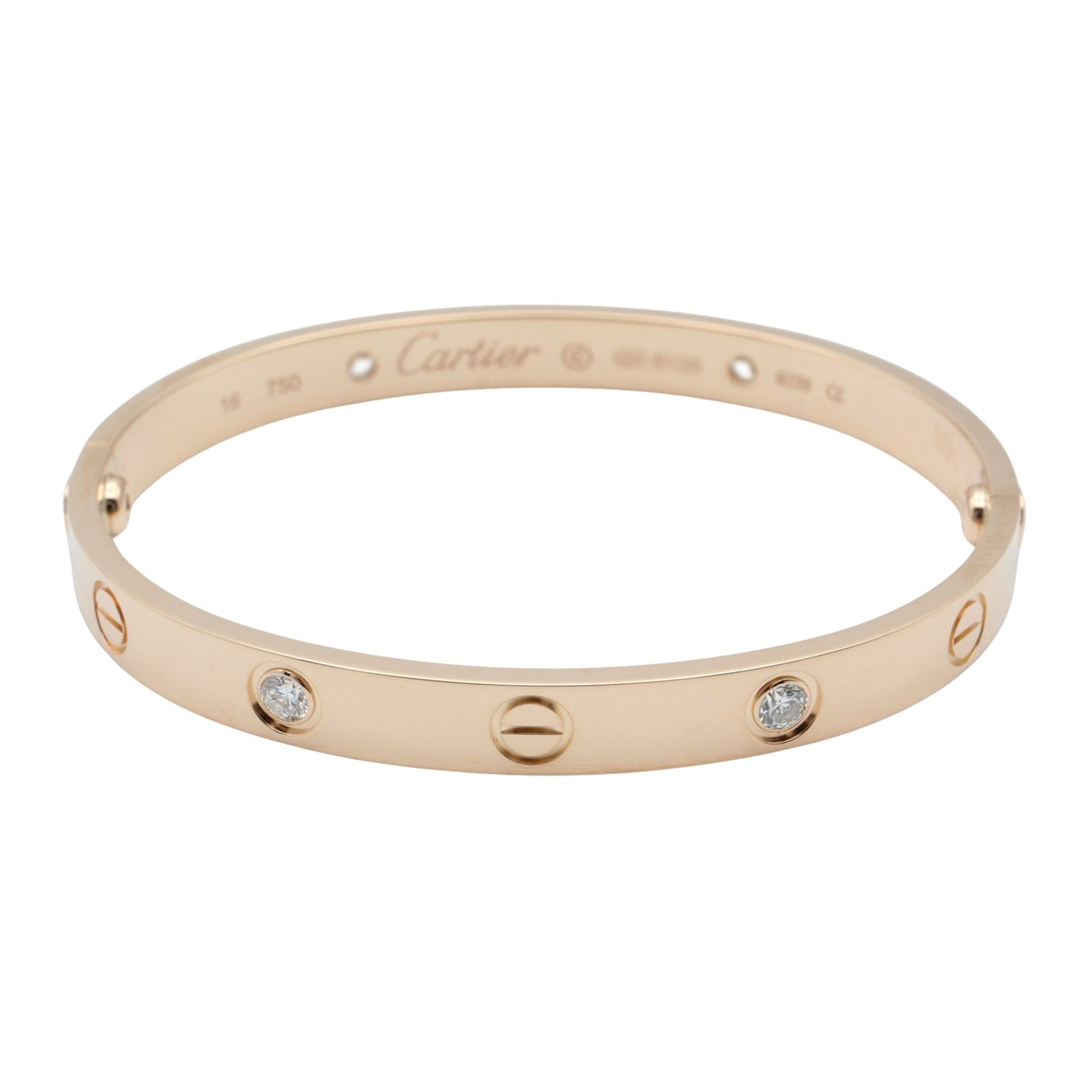 Cartier Love Bracelet 4PD Bracelet, 18K Pink Gold with Diamonds, Clear, for Women