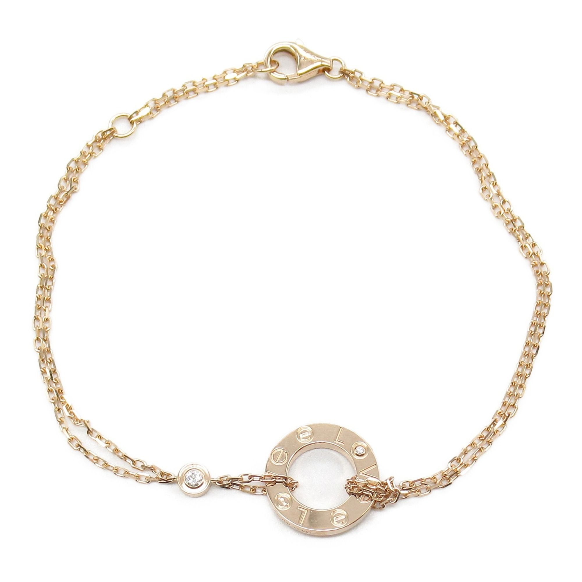 Cartier Love Circle Diamond Bracelet 18KPG (Pink Gold) Women's Clear
