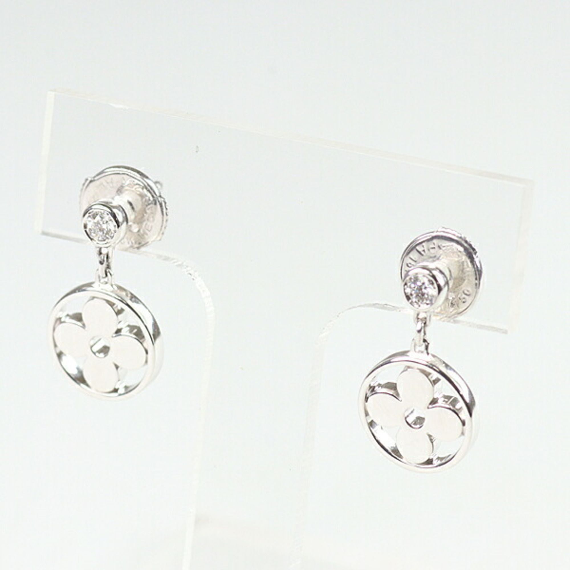 Louis Vuitton Monogram Idylle Earrings White Gold Diamond 750WG Q96167 Set of 2