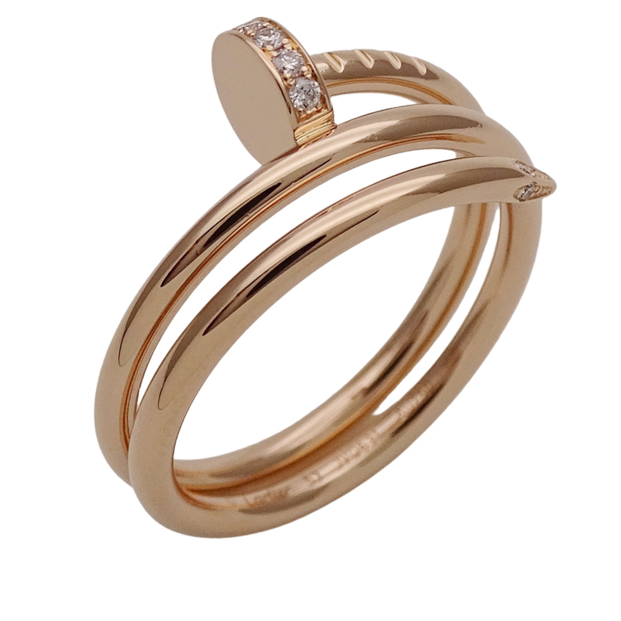 Cartier ring for men and women, 750PG diamond Juste un Clou double in pink gold, size 53, approximat