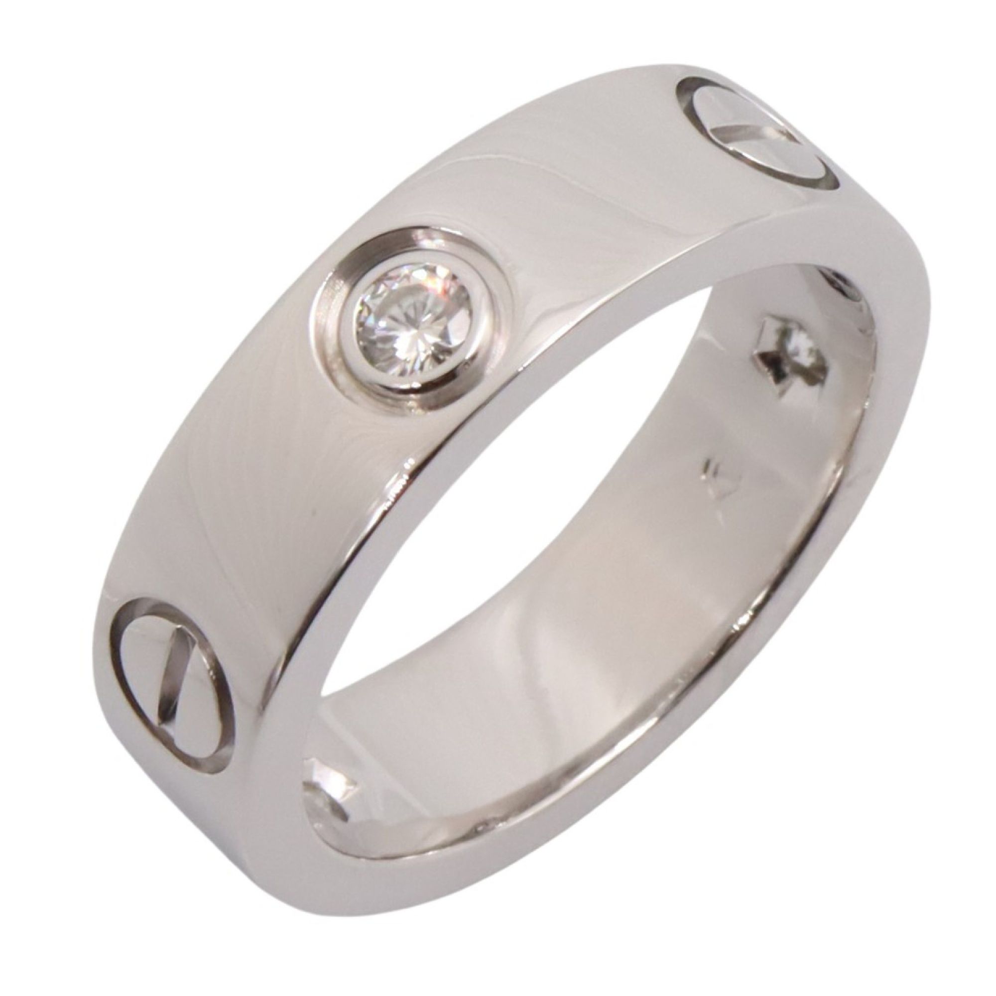 Cartier Love Ring 3PD, 18K White Gold with Diamonds, Clear, for Women