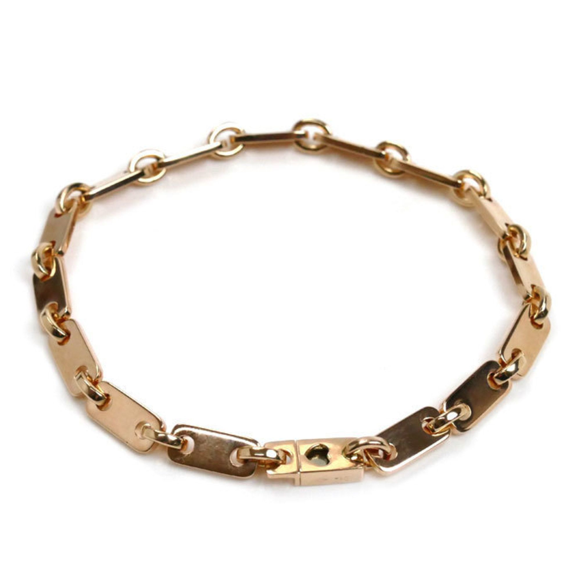 CARTIER 18KPG Pink Gold Figaro Bracelet 20.8g 18cm 150th Anniversary Women's