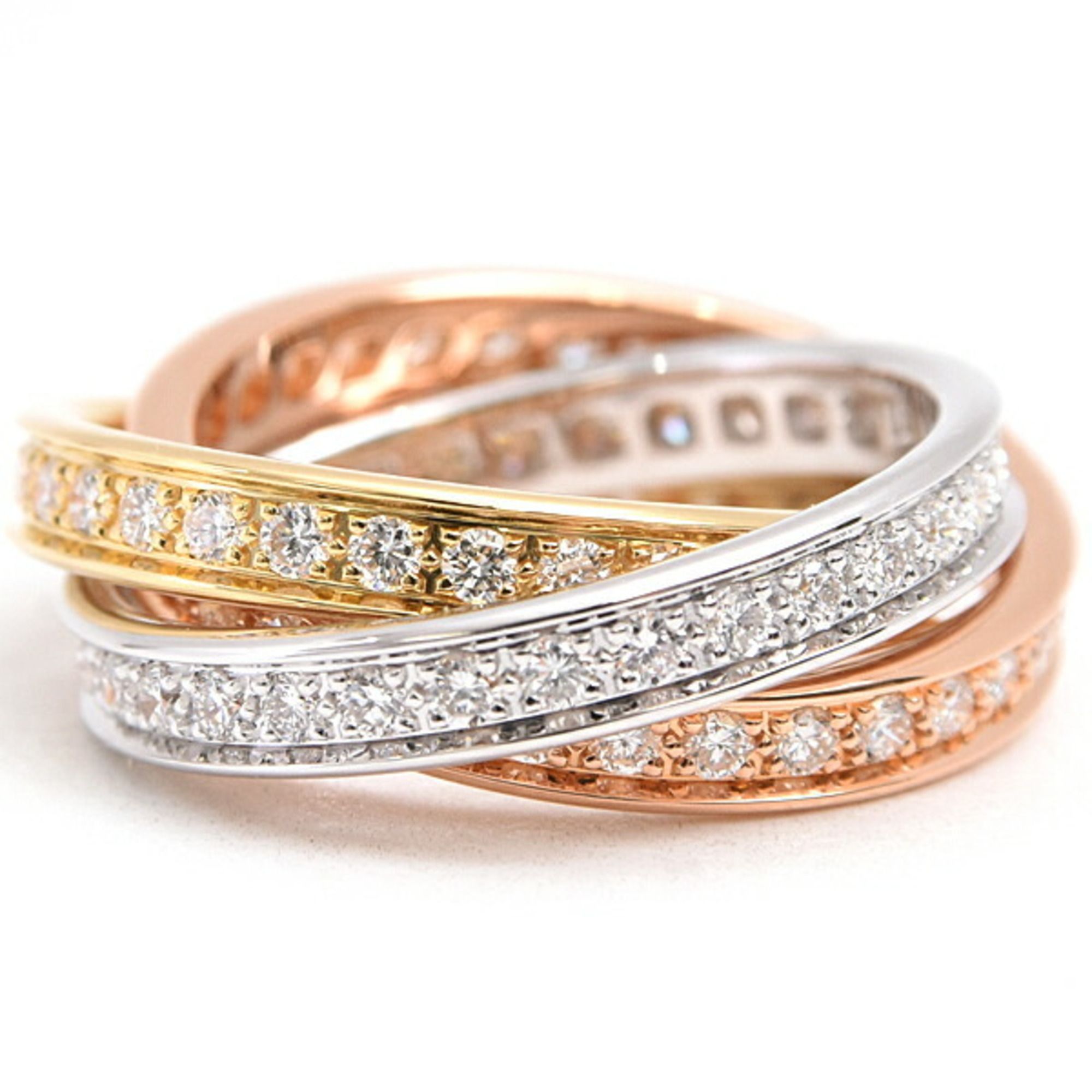 Cartier Ring for Women Three Bangles Trinity Full Diamond 5 Gold 750YG x WG PG