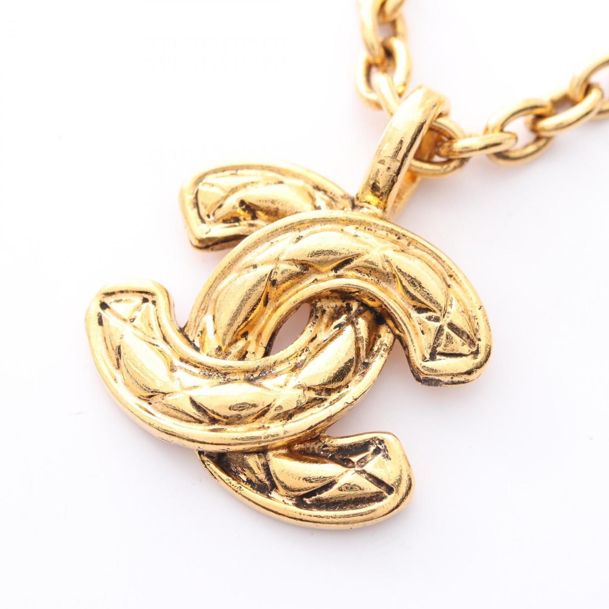 CHANEL Coco Mark Necklace Jewelry GP (Gold Plated) Women's Gold