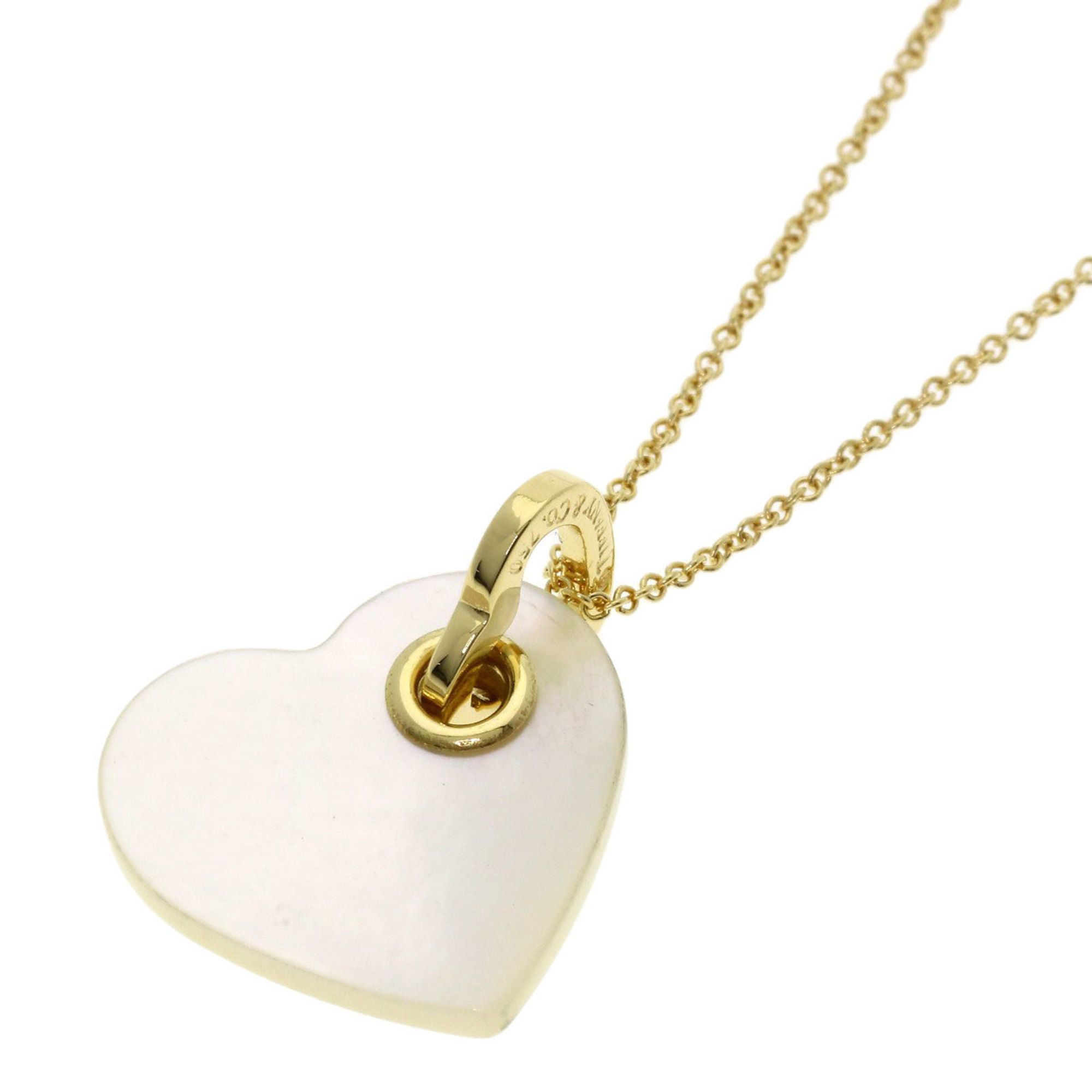 Tiffany Heart White Shell Necklace, 18K Yellow Gold, Women's, TIFFANY&Co.