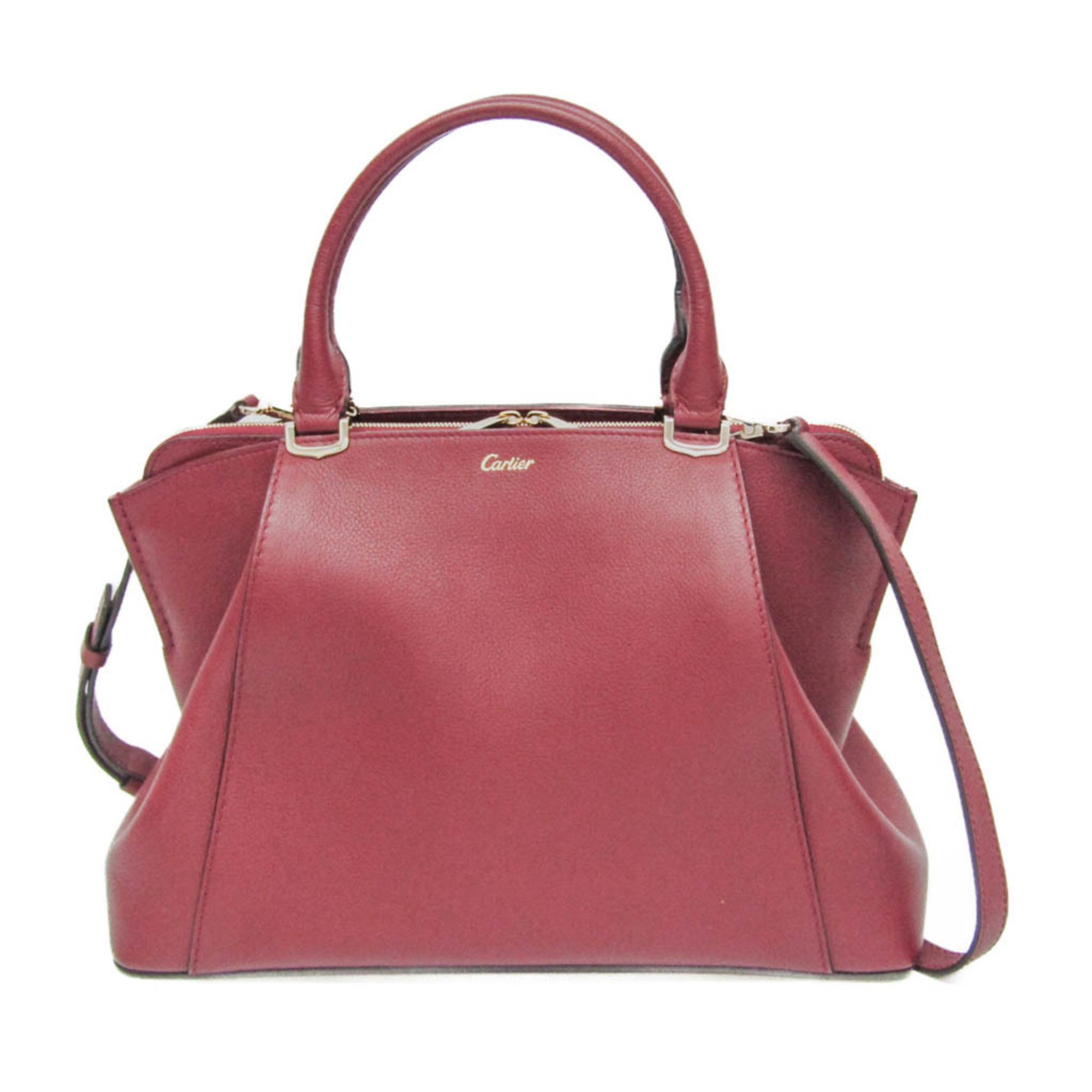 Cartier C De Cartier L1001829 Women's Leather Handbag,Shoulder Bag Bordeaux