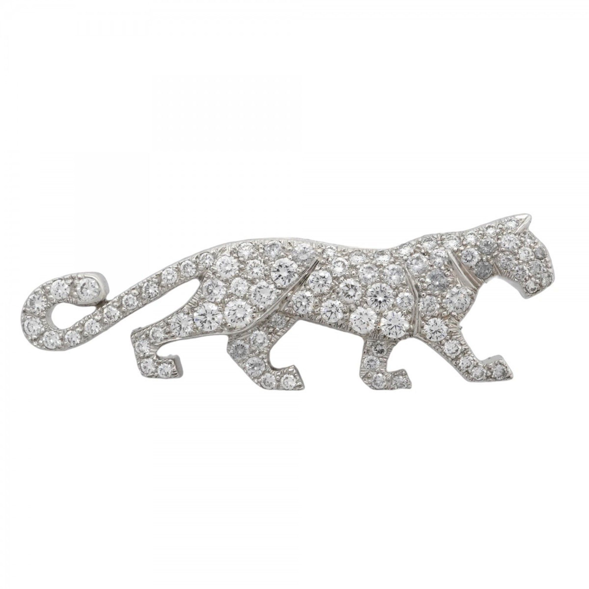 Cartier Panthère Pin Brooch 18K White Gold Diamond Women's