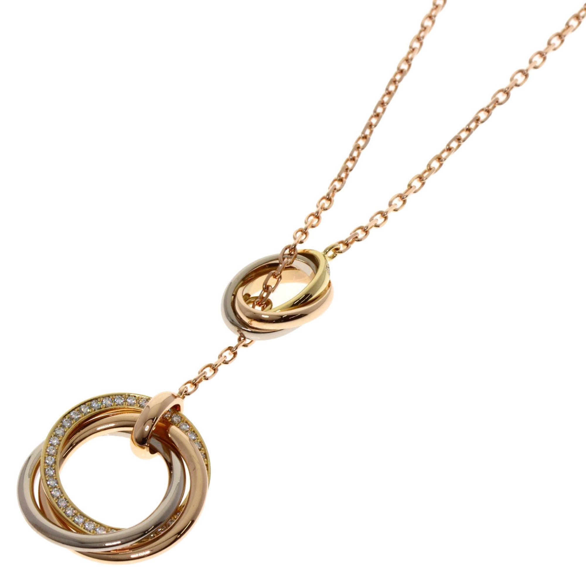 Cartier Trinity Diamond Necklace K18 Yellow Gold K18PG K18WG Women's CARTIER
