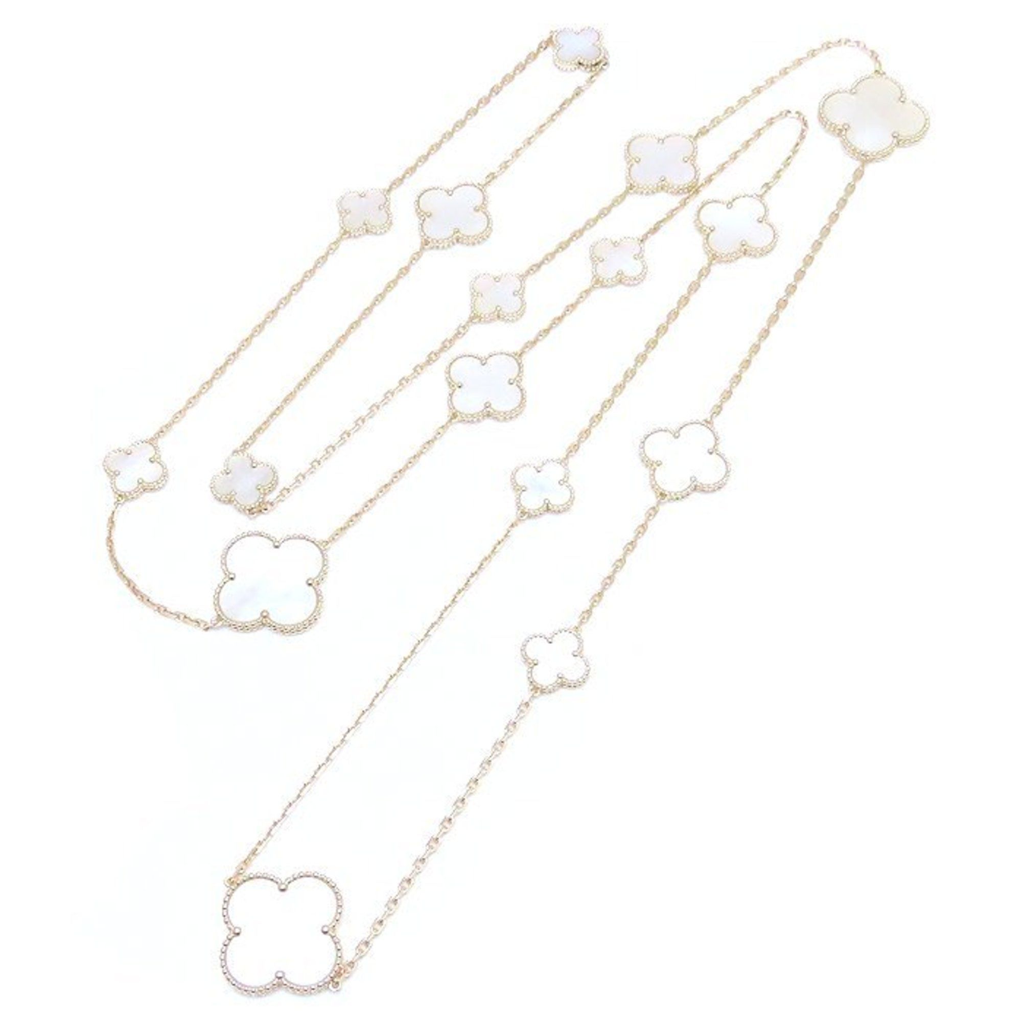Van Cleef & Arpels Magic Alhambra Long Necklace, Mother of Pearl, 16 Motifs, VCARD79300, 18K Yellow