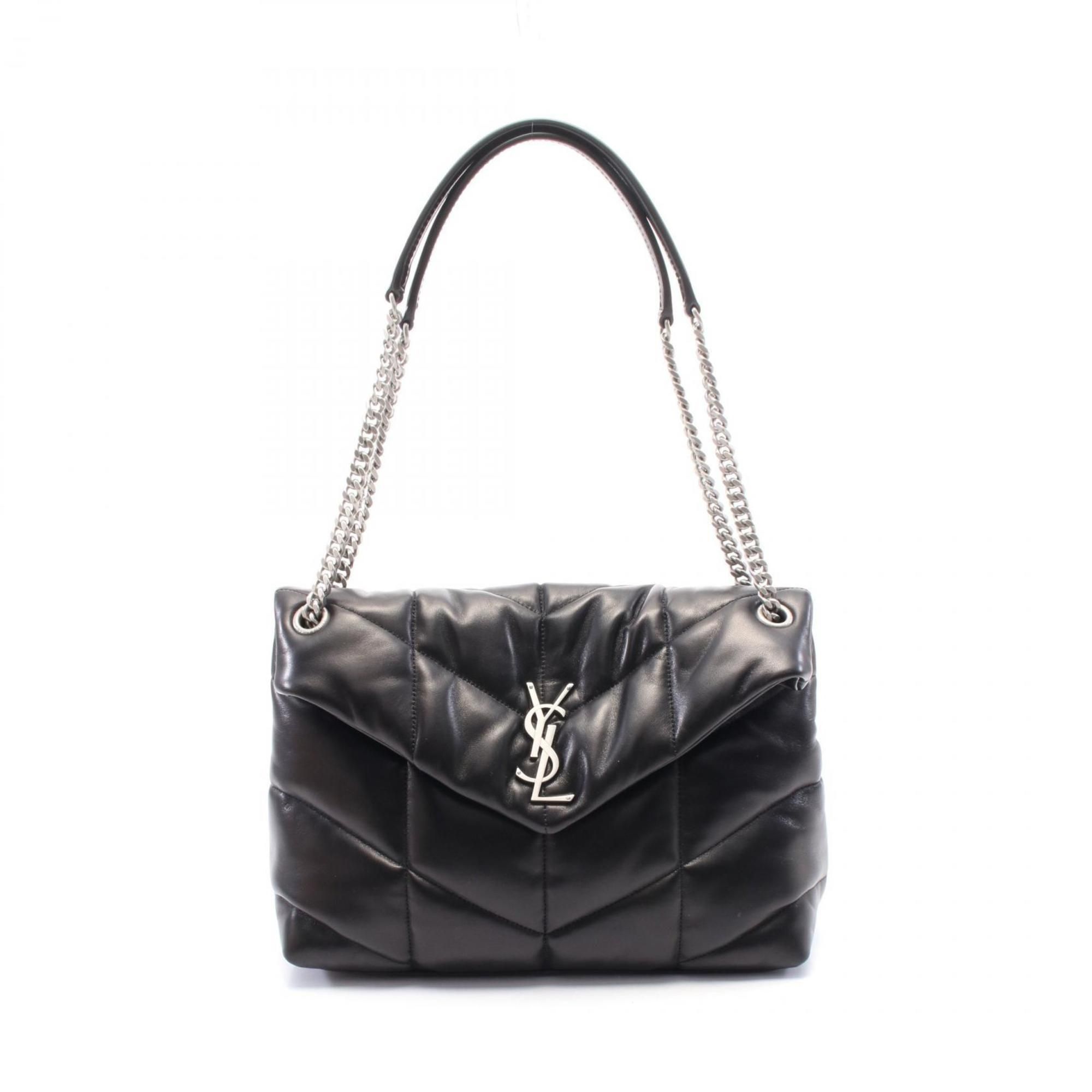 Saint Laurent Lulu Puffer Shoulder Bag Leather Women's Black 5774751EL001000
