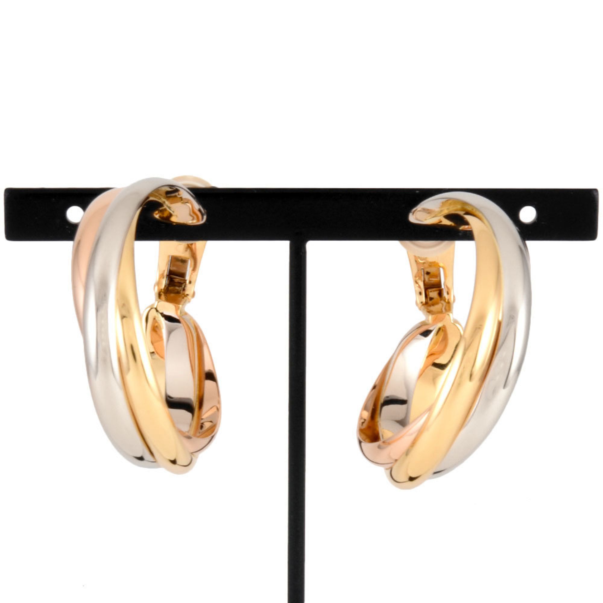 Cartier Trinity Earrings K18YG K18WG K18PG 750 Gold for Women