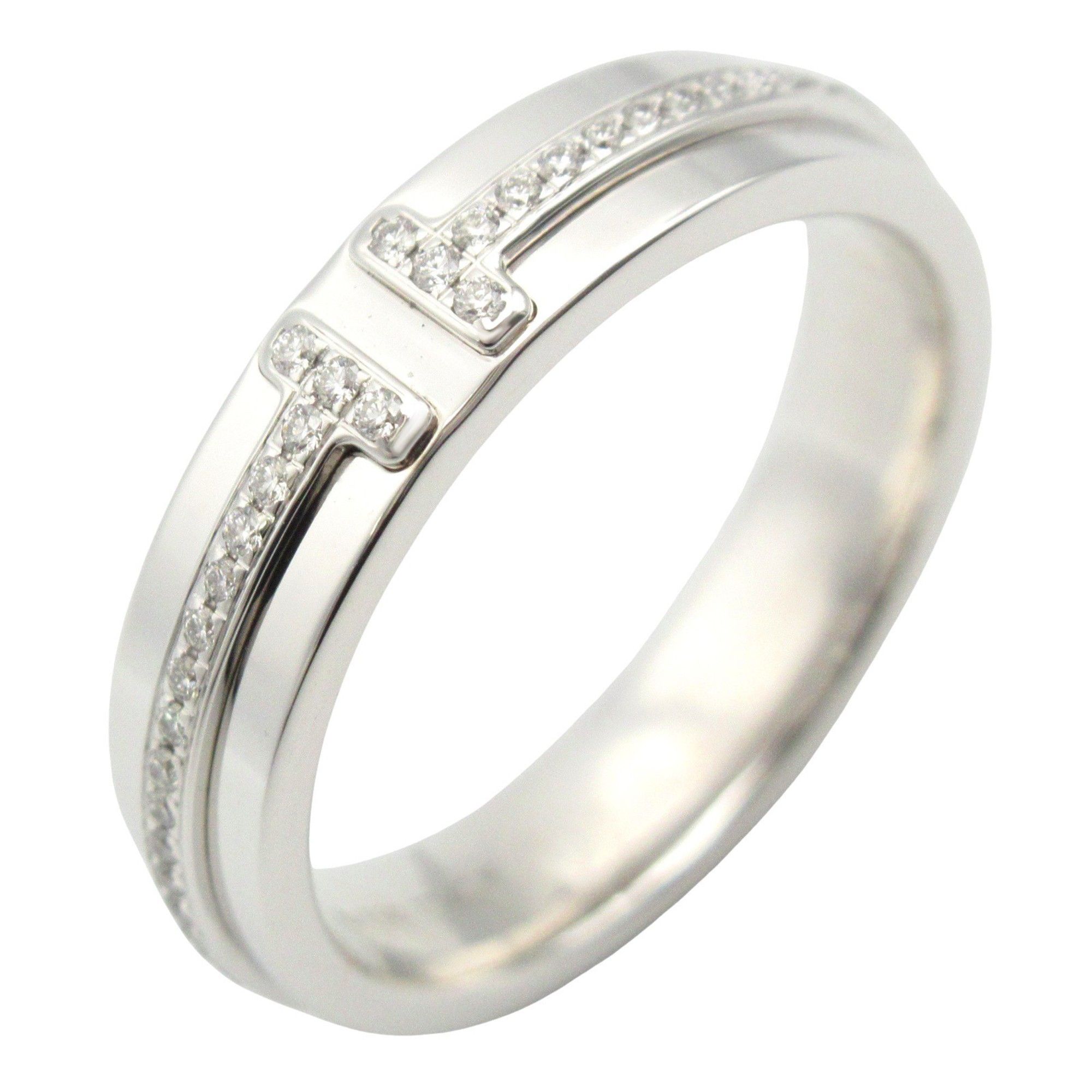 Tiffany & Co. T Narrow Diamond Ring, 18K White Gold, Clear Diamond, Women's