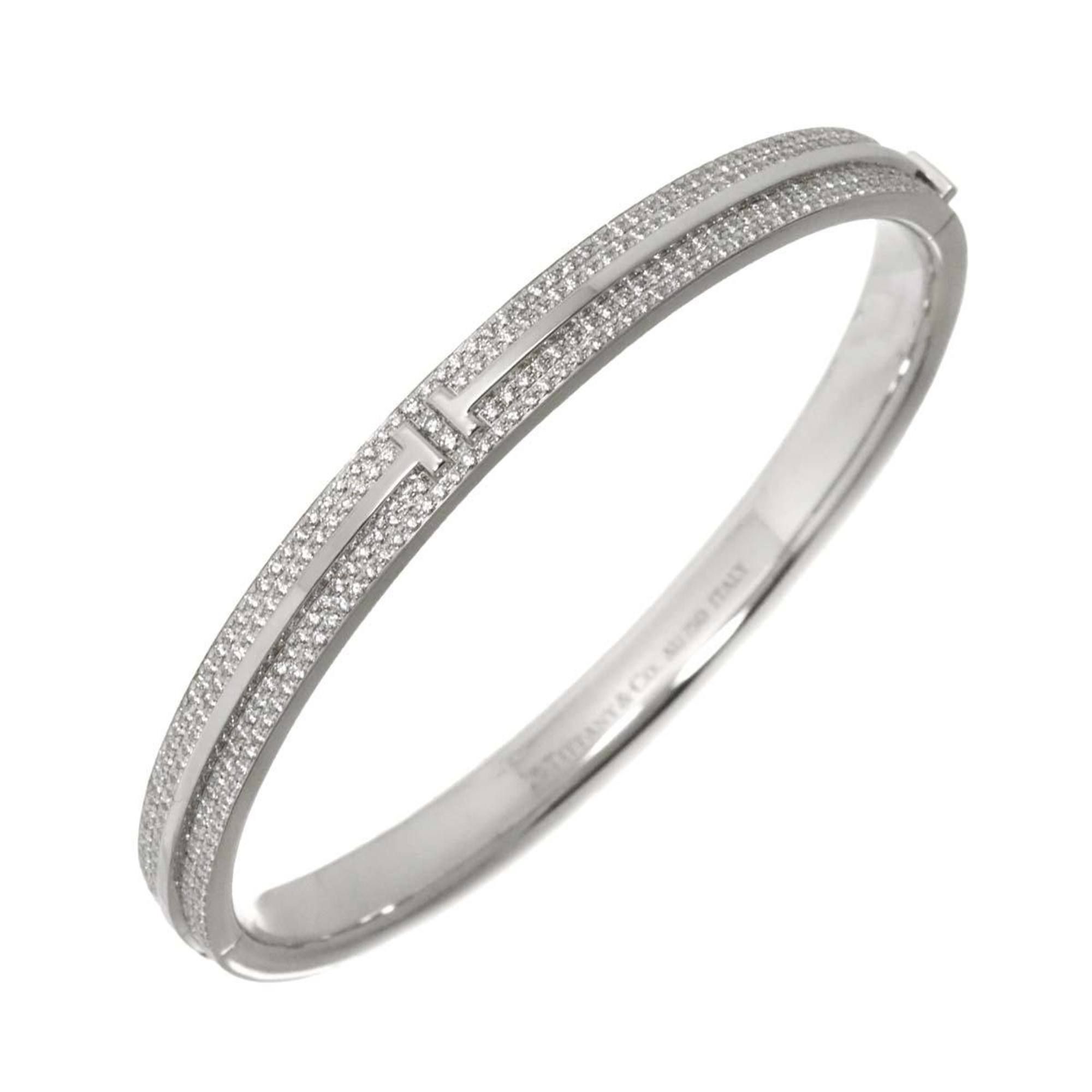Tiffany & Co. T Two Hinged Diamond Bracelet, 15cm, 18K White Gold, 750