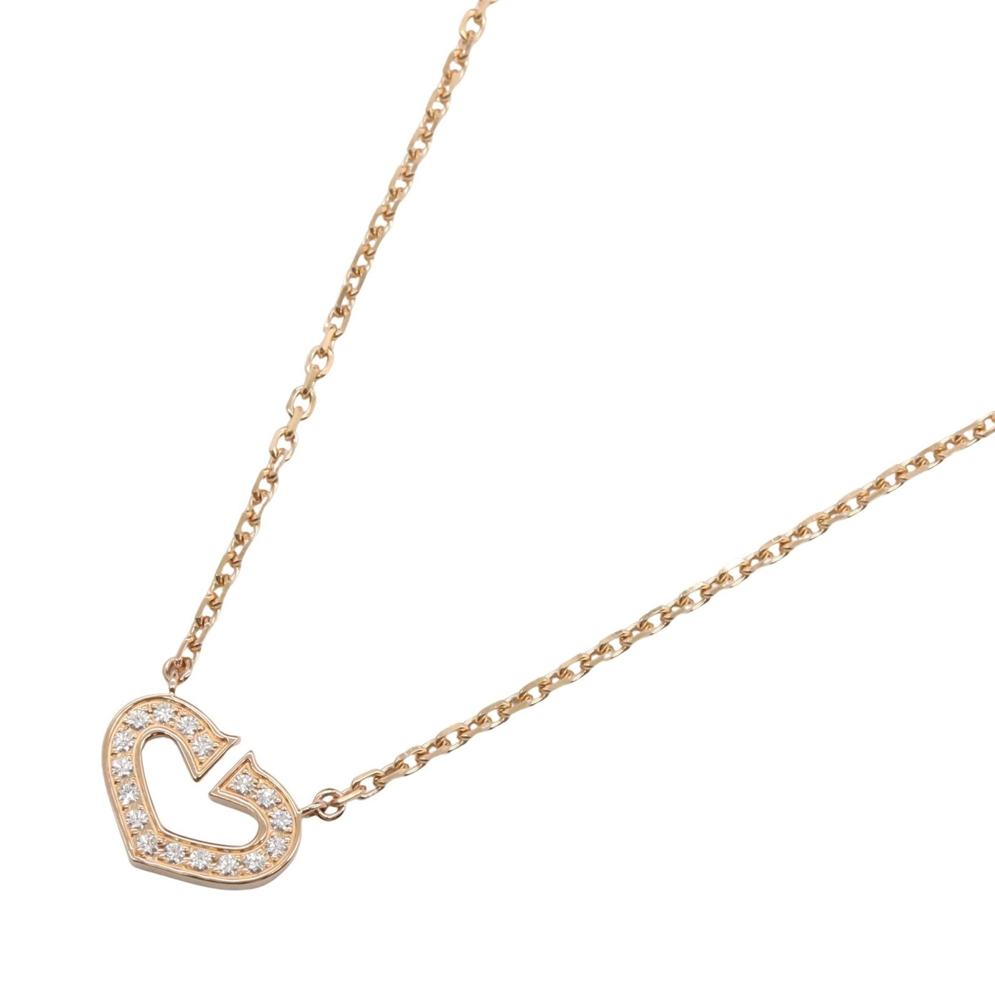 Cartier C Heart Diamond Necklace 18KPG (Pink Gold) Ladies Clear