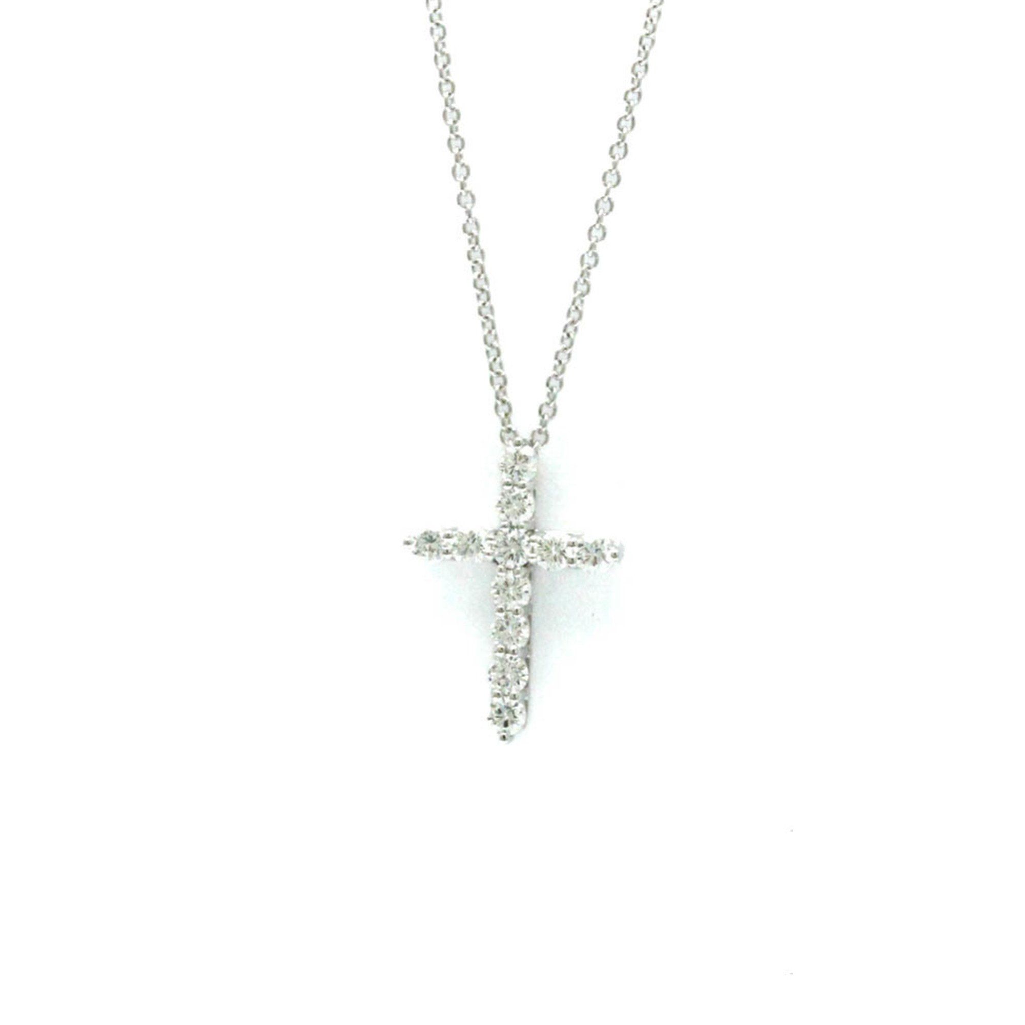 Tiffany Small Cross Diamond Necklace Platinum Diamond Men,Women Fashion Pendant Necklace (Silver)