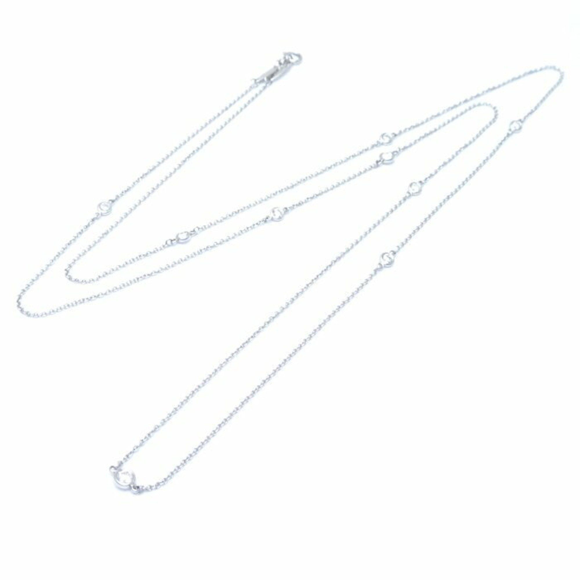 TIFFANY & Co. Tiffany by the Yard Necklace 9P Diamond 77cm Long Elsa Peretti Pt950 Platinum 293005