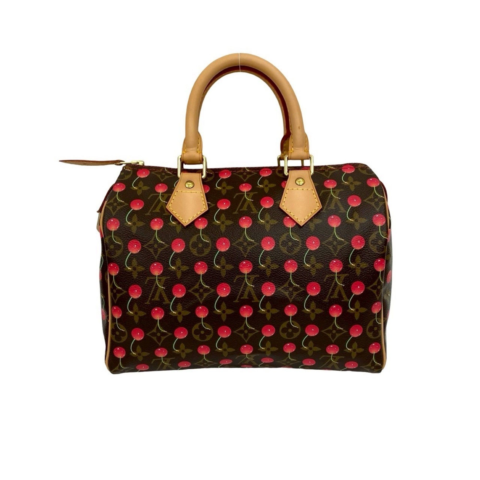 LOUIS VUITTON Speedy 25 Monogram Cherry Leather Handbag/Boston Bag in Collaboration with Takashi Mur