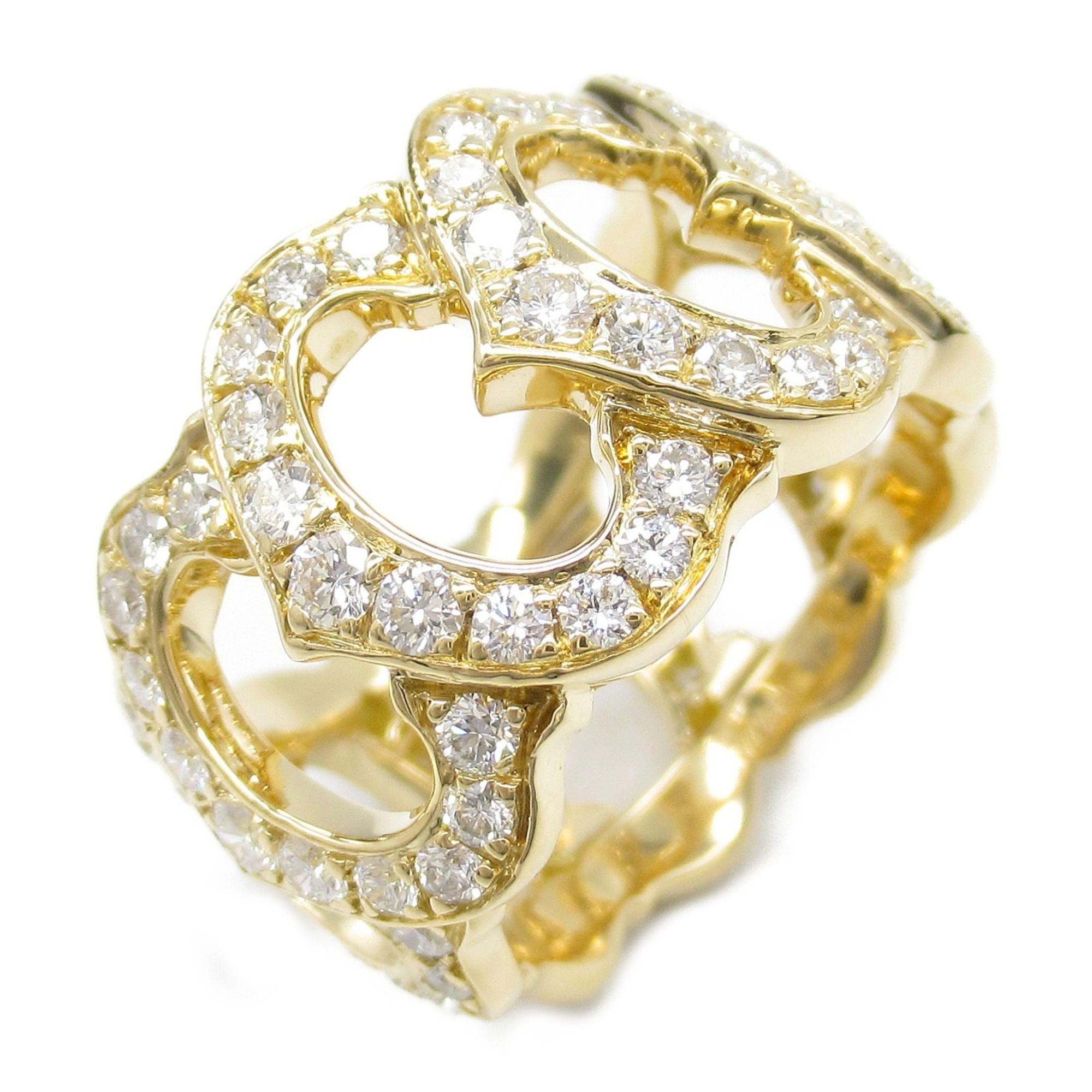 Cartier C de Full Diamond Ring, K18 (Yellow Gold), Diamond, Women's, Clear, N4118252