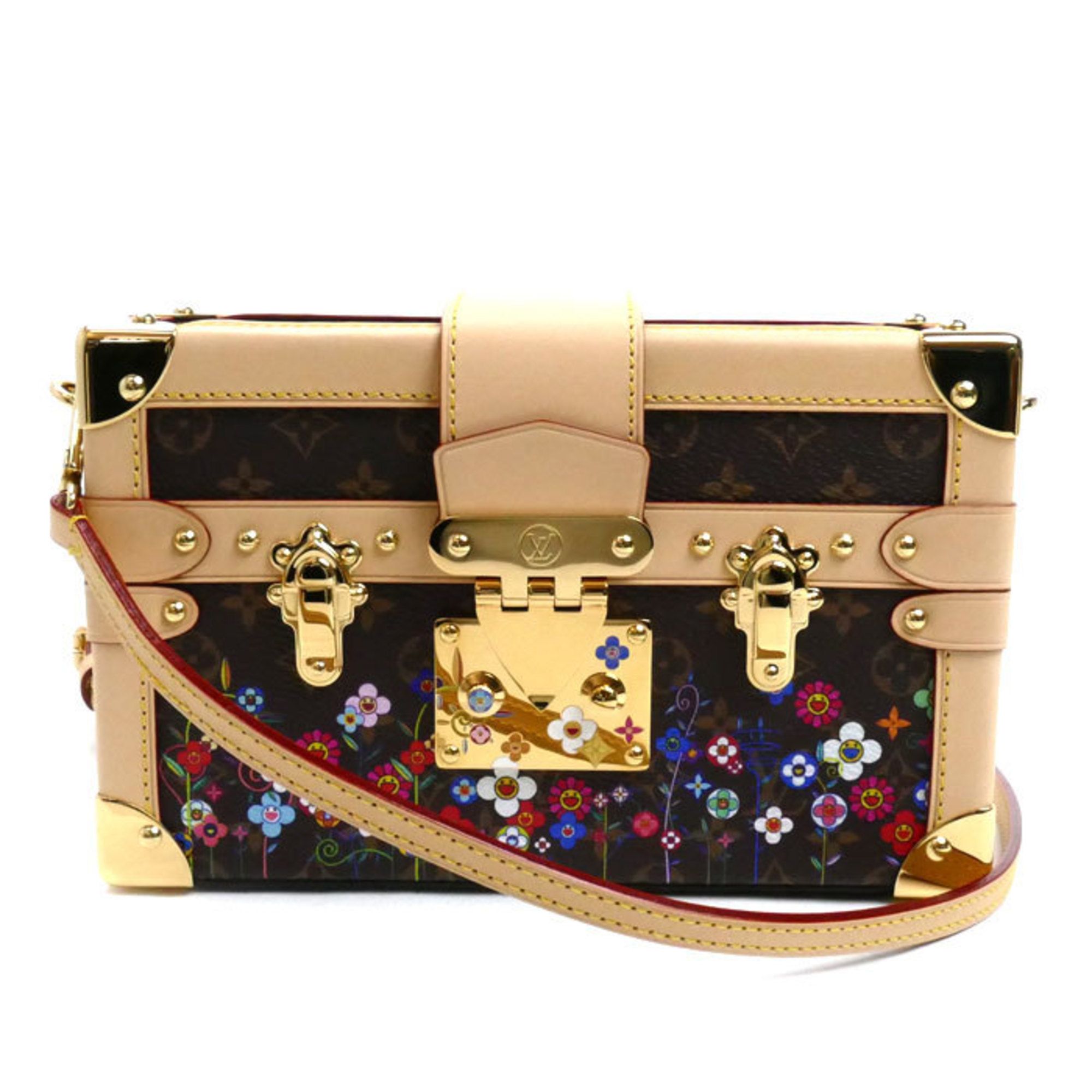 LOUIS VUITTON Louis Vuitton LV x Takashi Murakami Petite Malle Shoulder Bag Brown M13667 Trunk Women