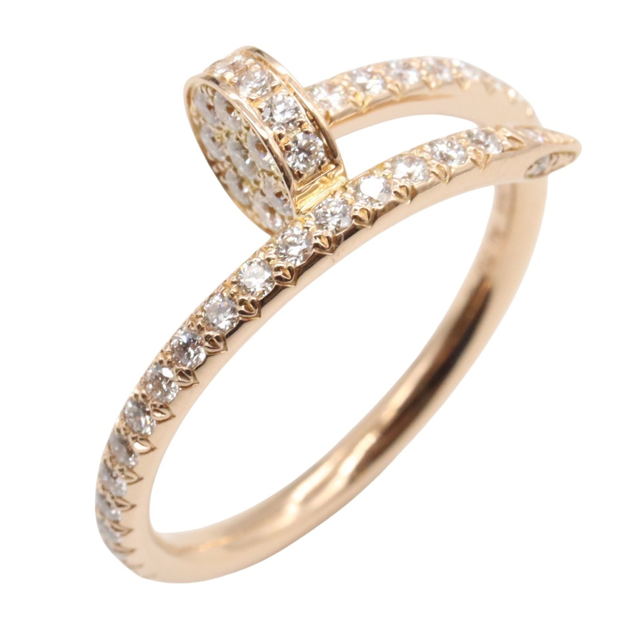 Cartier Juste un Clou Diamond Ring, 18K Pink Gold (K18PG) with Clear Diamonds, Women's