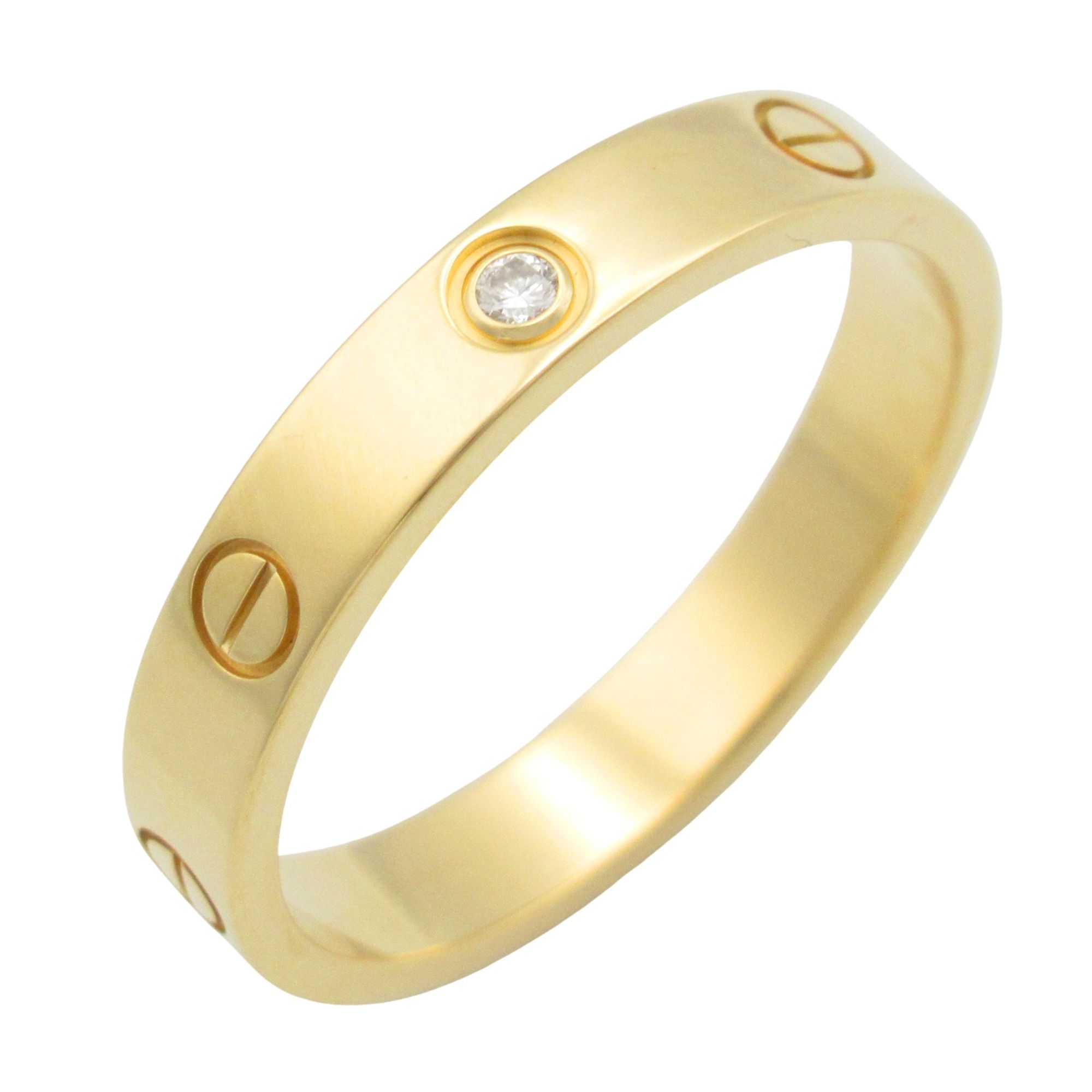 Cartier Mini Love Ring, 1PD, 18K Yellow Gold with Diamonds, for Men and Women.
