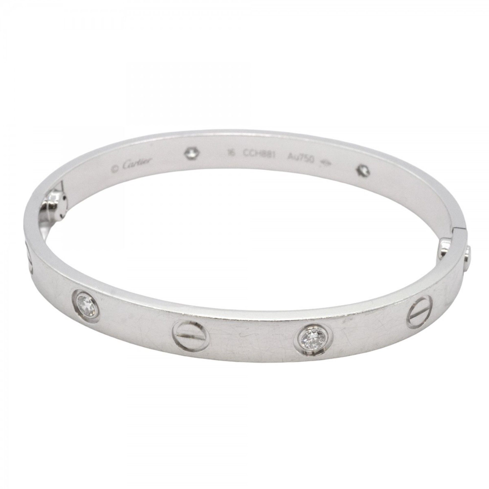 Cartier Love Bracelet 4PD 18KWG White Gold Diamond Women's