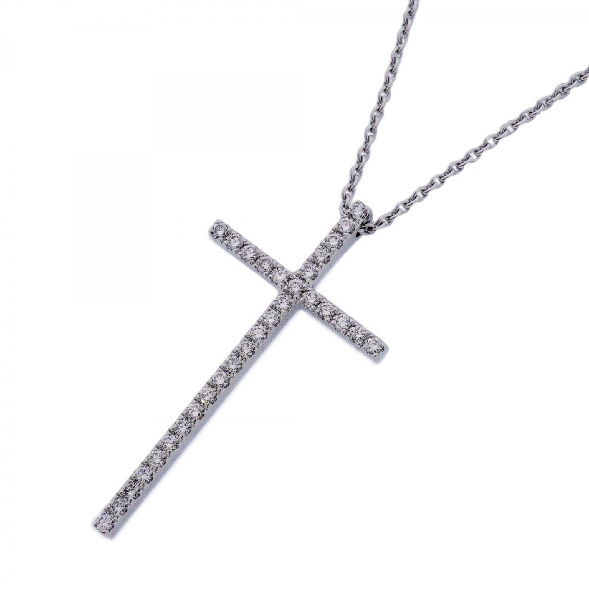 Tiffany Metro Cross Necklace in 18K White Gold with Diamonds for Women, P1252906