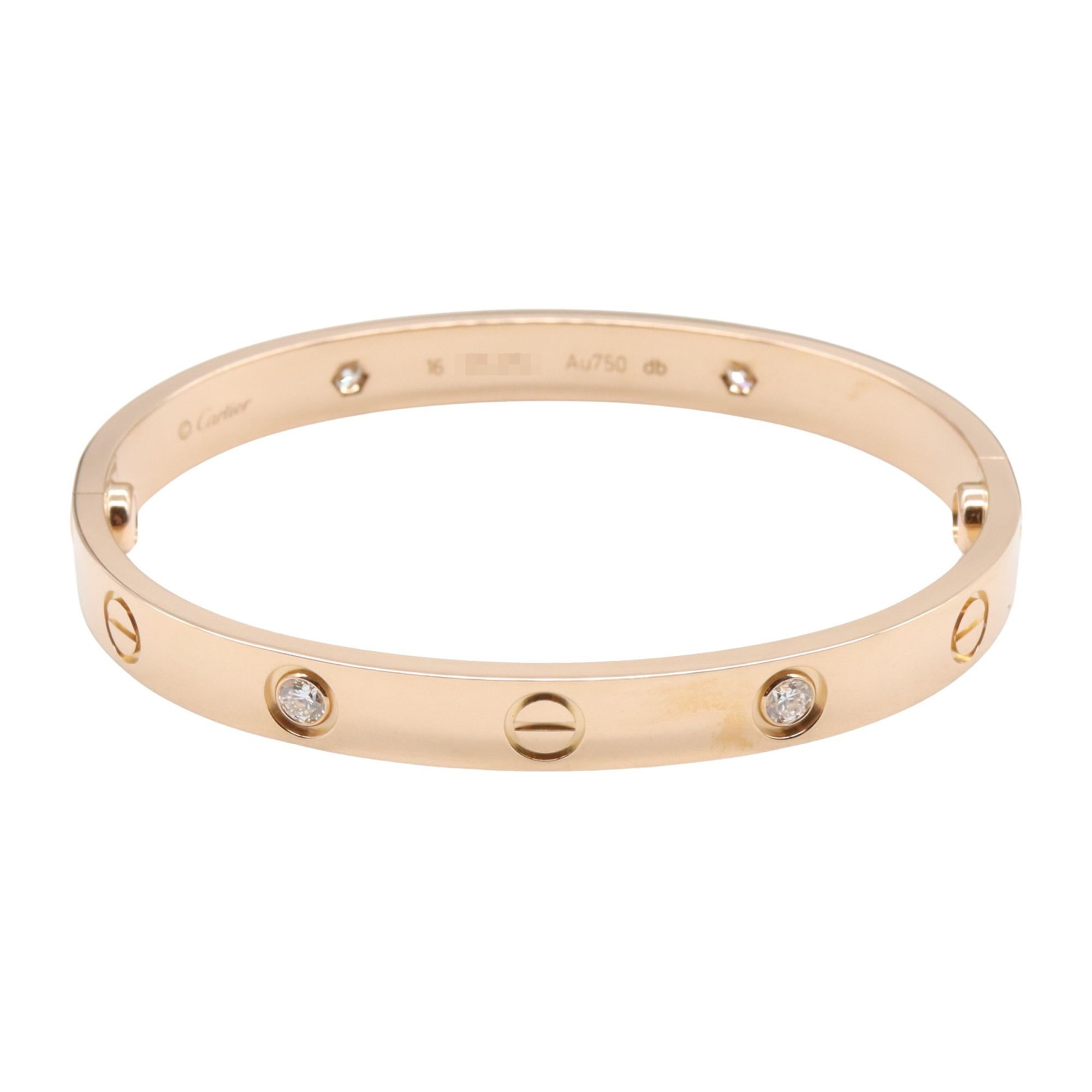 Cartier Love Bracelet 4PD in 18K Pink Gold with Diamonds, Clear, for Women, B6036016