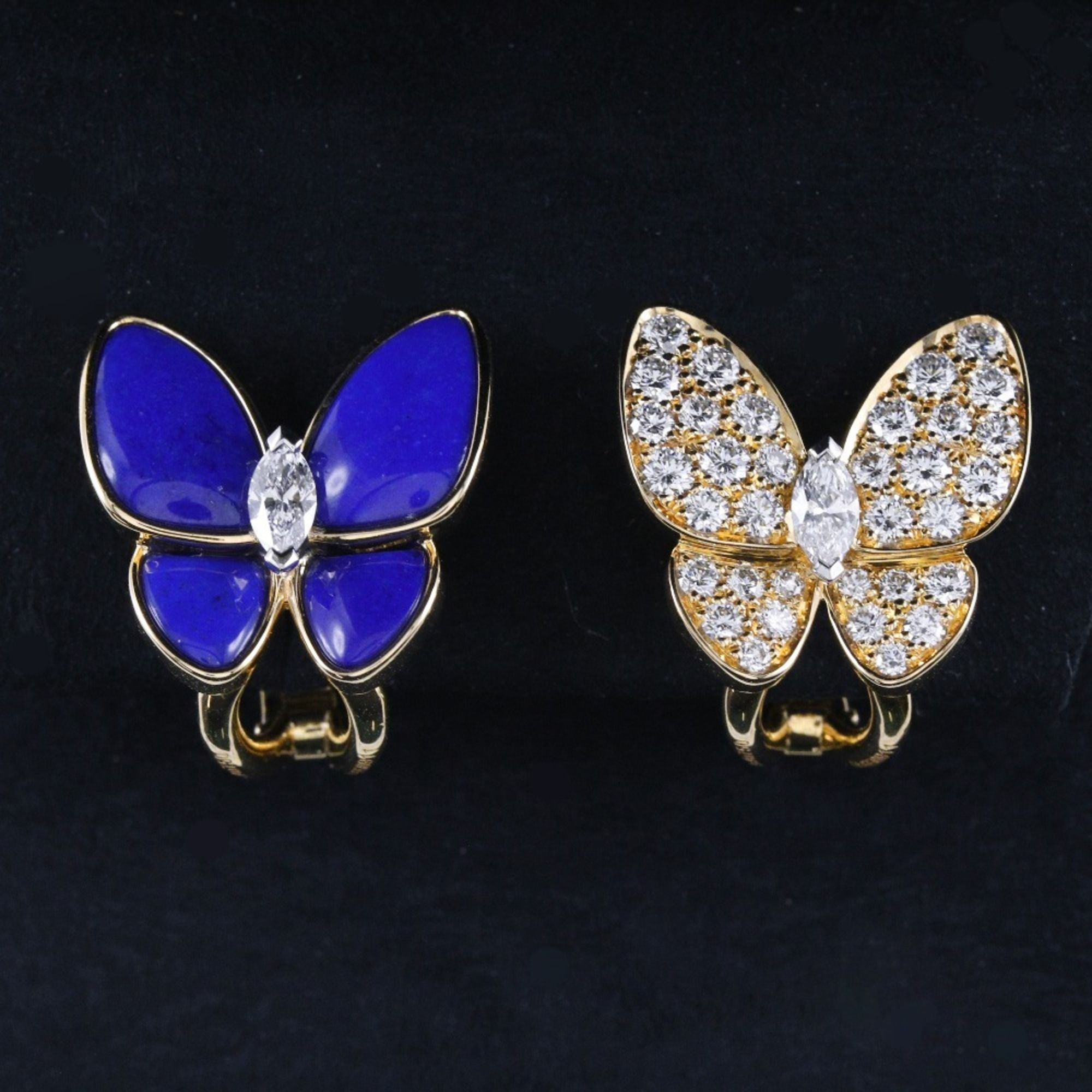 Van Cleef & Arpels De Papillon Earrings VCARP3DO00 K18 Yellow Gold x Diamond Lapis Lazuli Approx. 9.