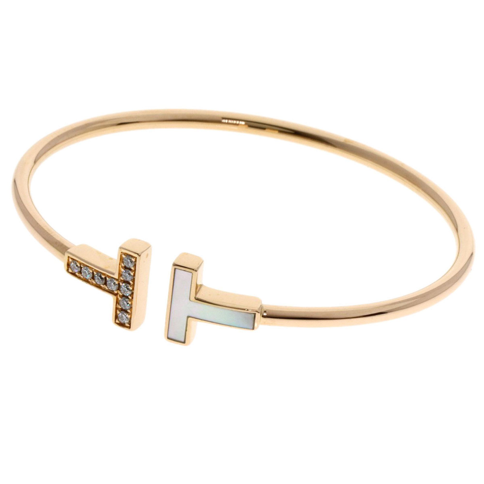 Tiffany T-Wire Mother of Pearl Diamond Bracelet, 18K Yellow Gold, Women's